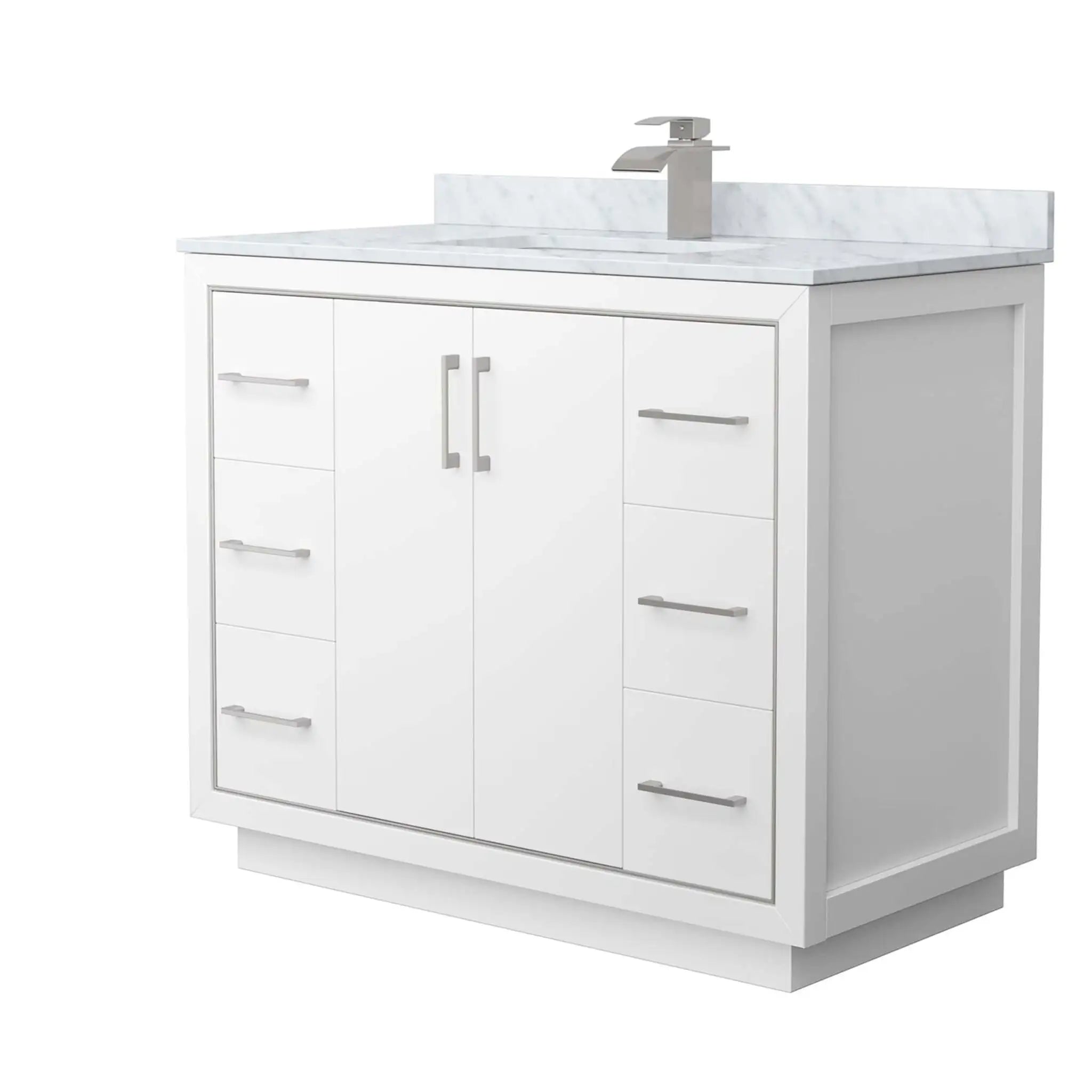 42" Icon Single Bathroom Vanity in White with Brushed Nickel Trim by Wyndham