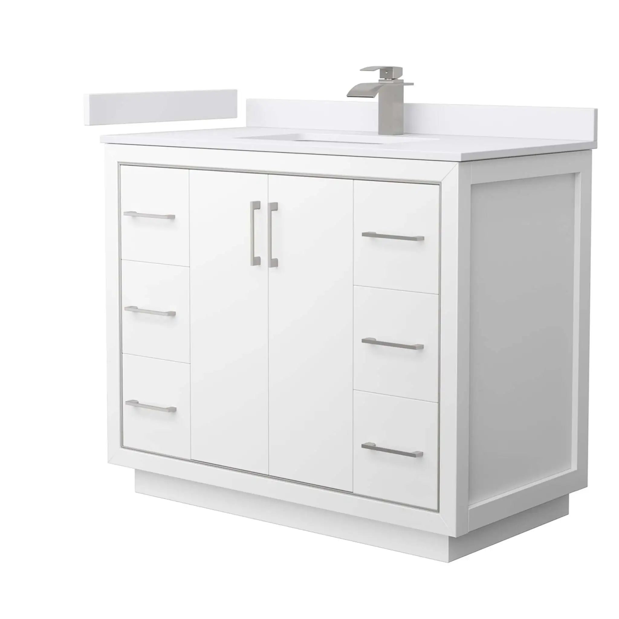 42" Icon Single Bathroom Vanity in White with Brushed Nickel Trim by Wyndham
