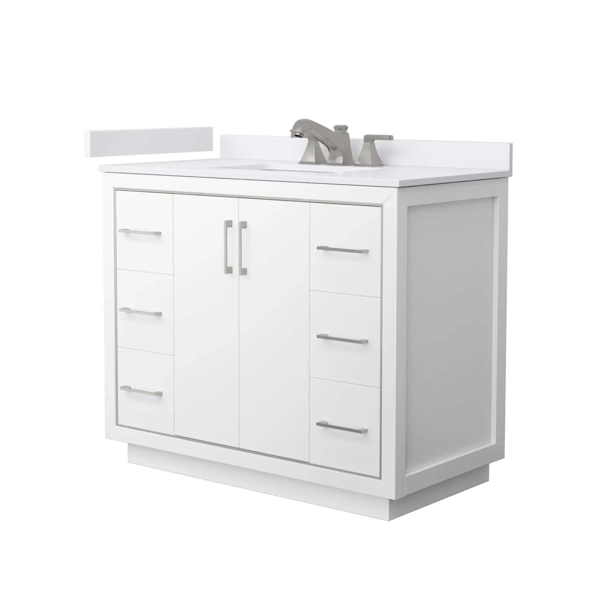 42" Icon Single Bathroom Vanity in White with Brushed Nickel Trim by Wyndham