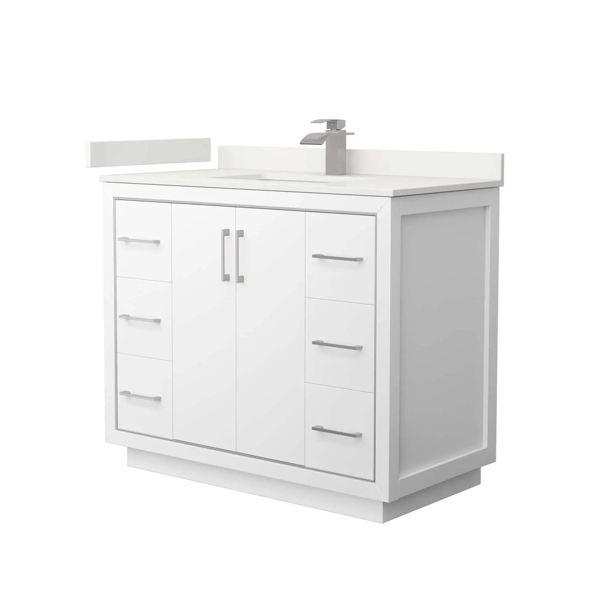 42" Icon Single Bathroom Vanity in White with Brushed Nickel Trim by Wyndham