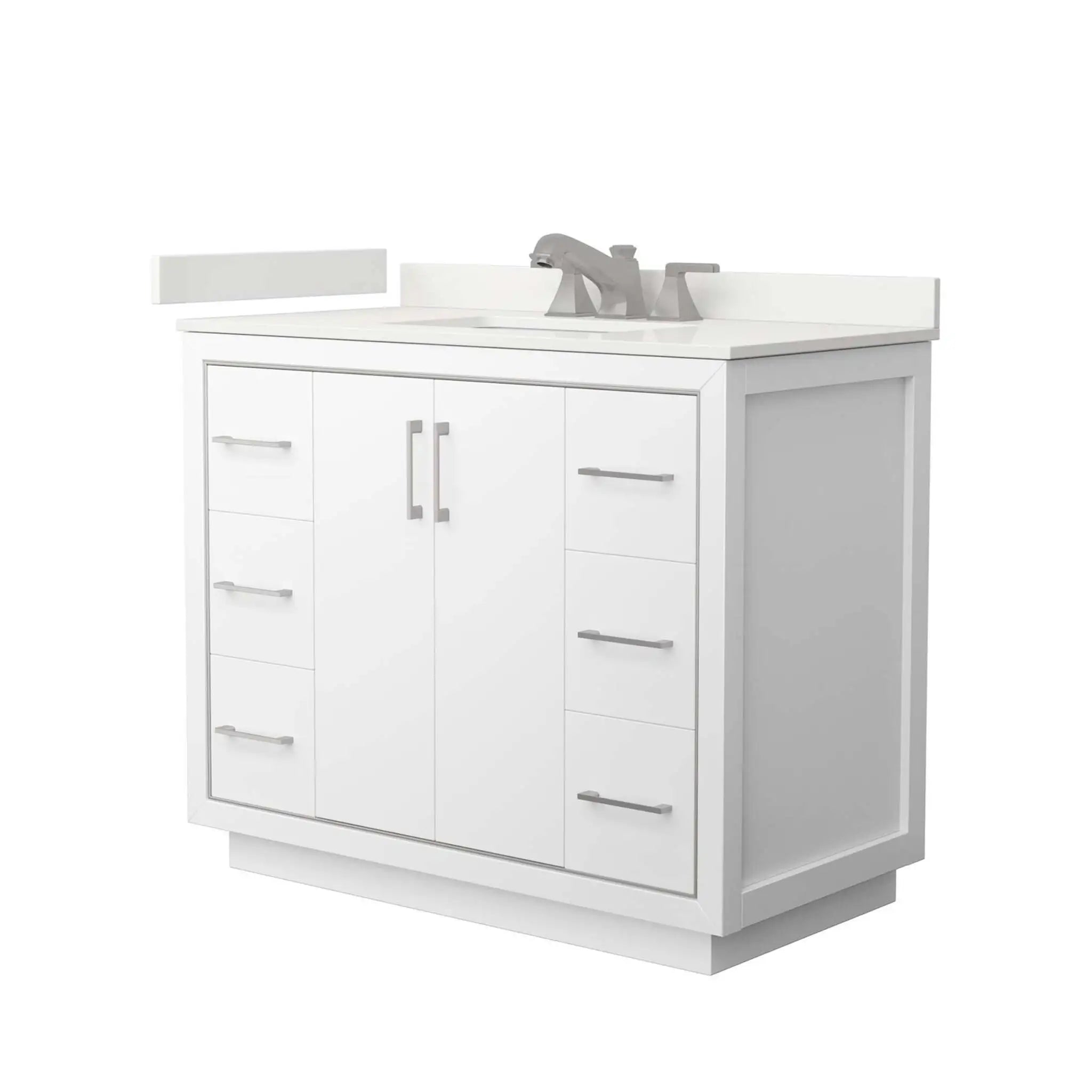42" Icon Single Bathroom Vanity in White with Brushed Nickel Trim by Wyndham