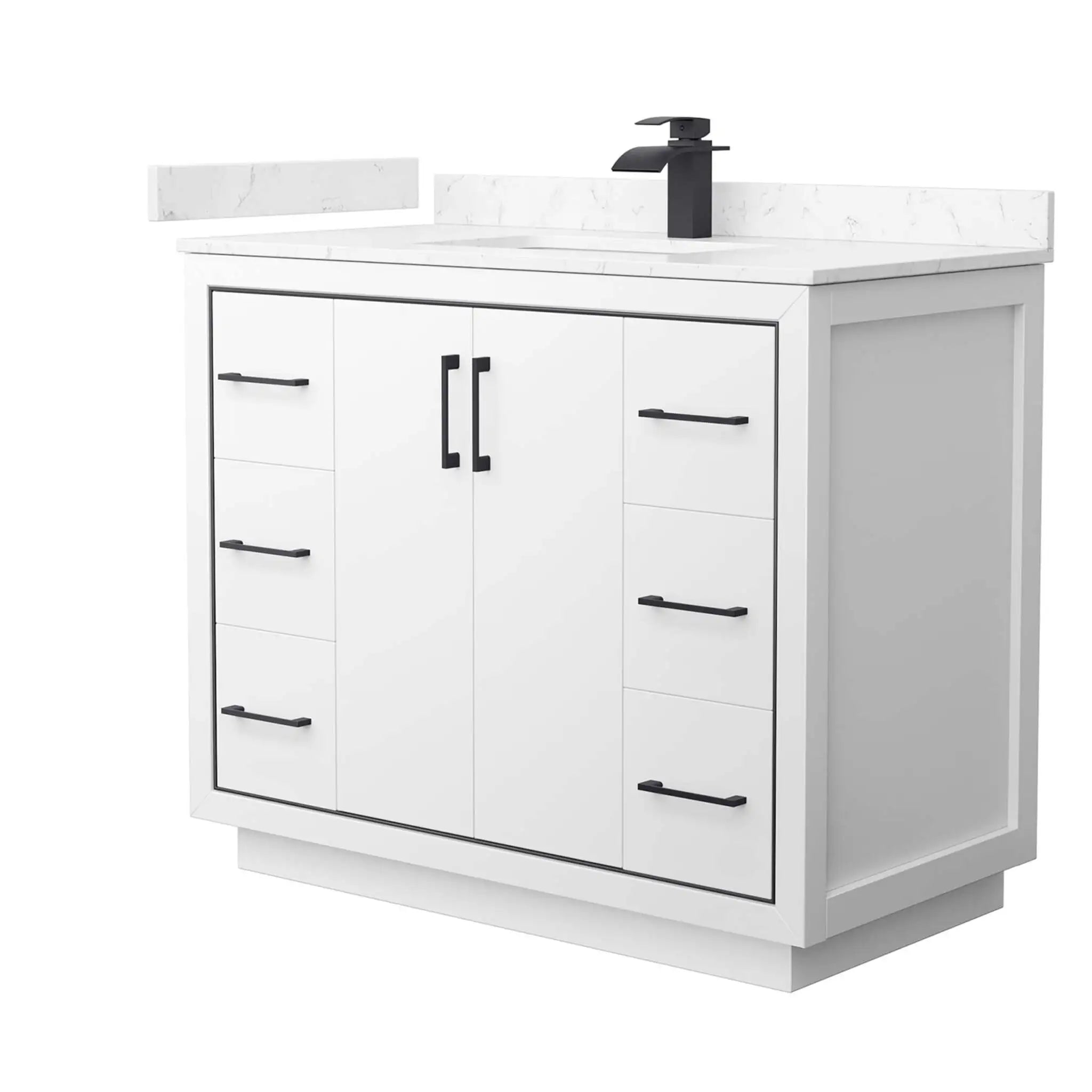 42" Icon Single Bathroom Vanity in White with Matte Black Trim by Wyndham