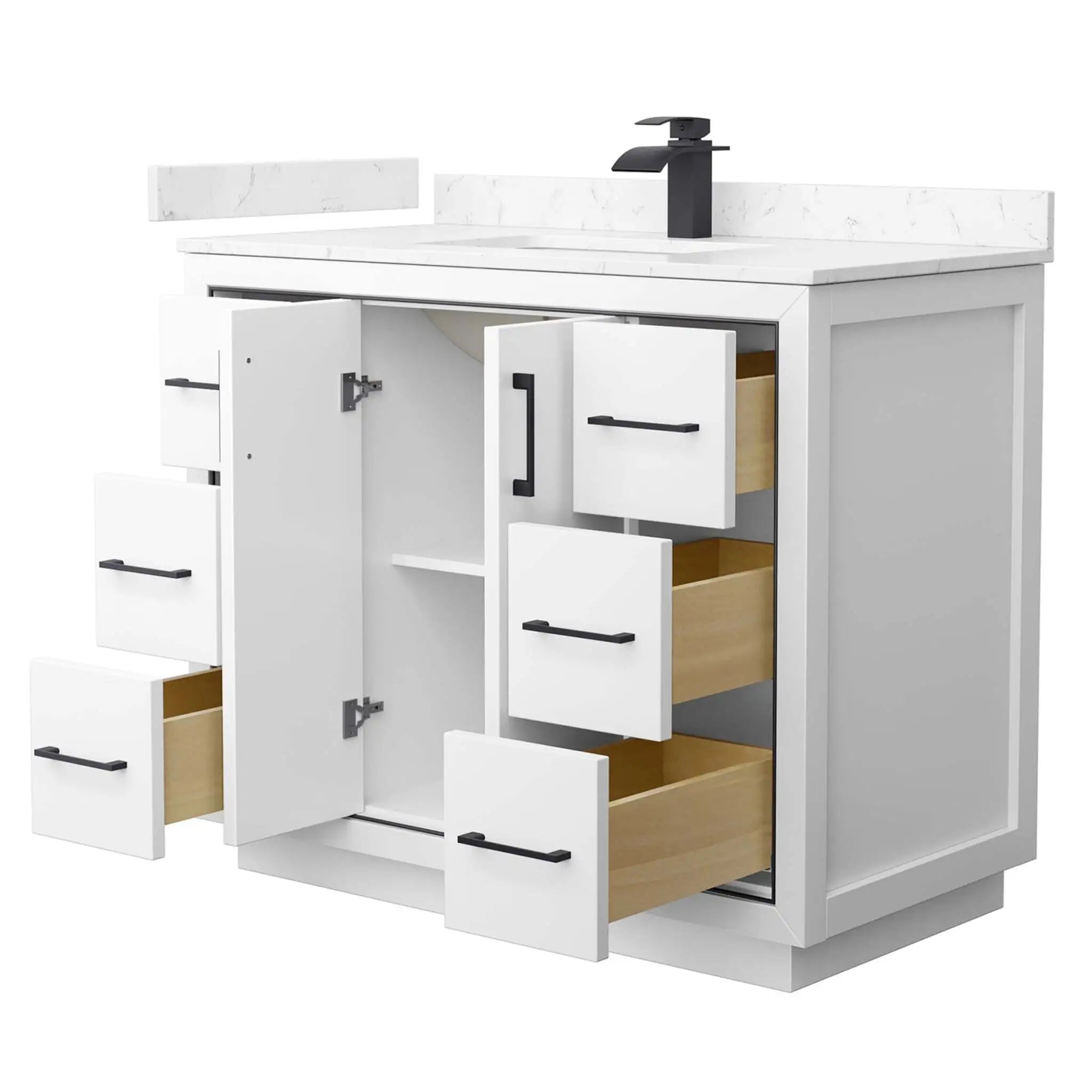 42" Icon Single Bathroom Vanity in White with Matte Black Trim by Wyndham