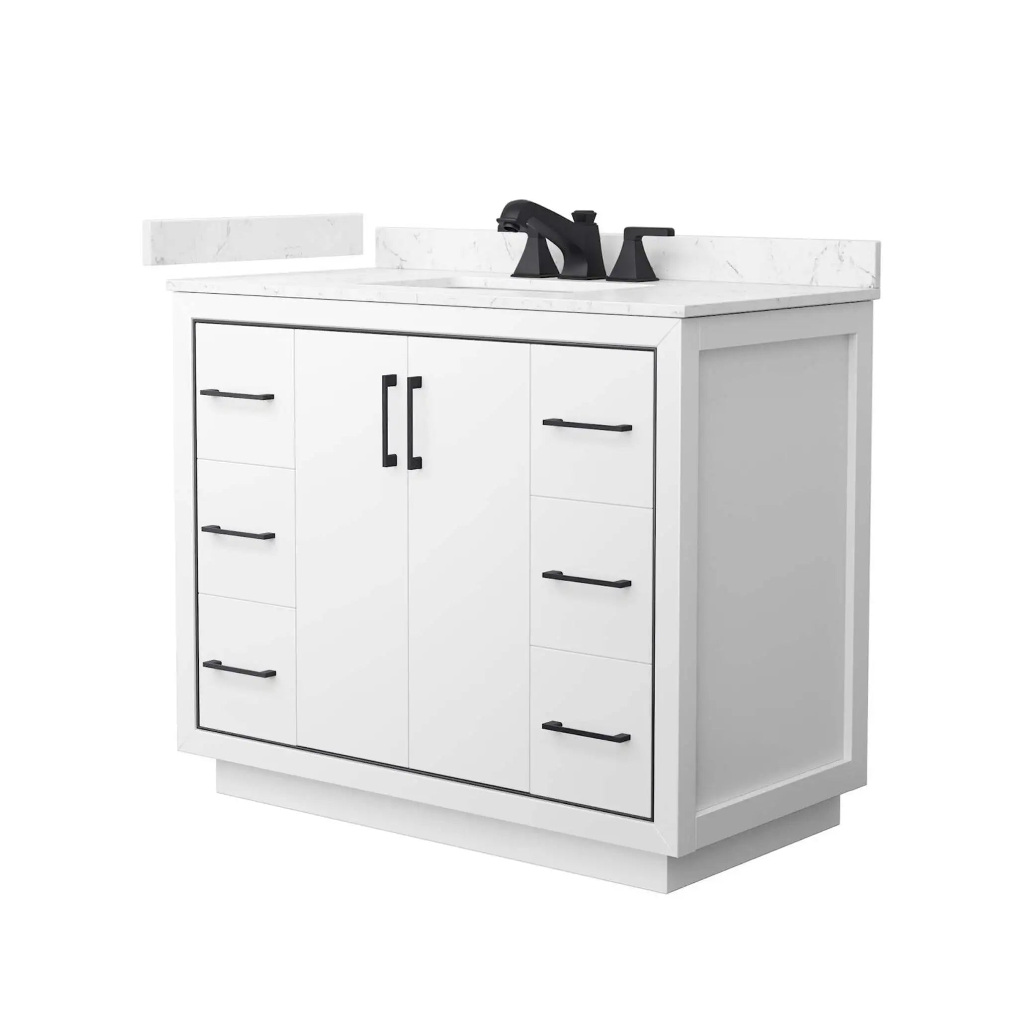 42" Icon Single Bathroom Vanity in White with Matte Black Trim by Wyndham