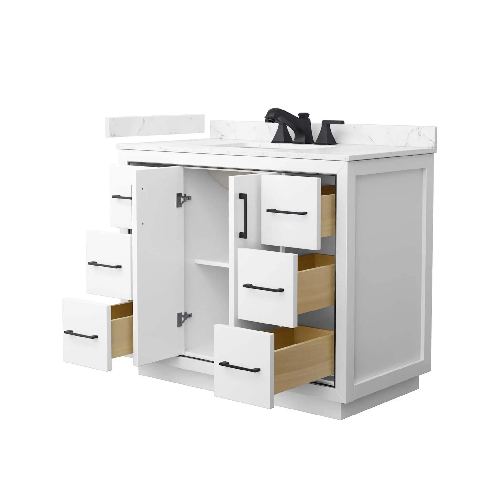42" Icon Single Bathroom Vanity in White with Matte Black Trim by Wyndham