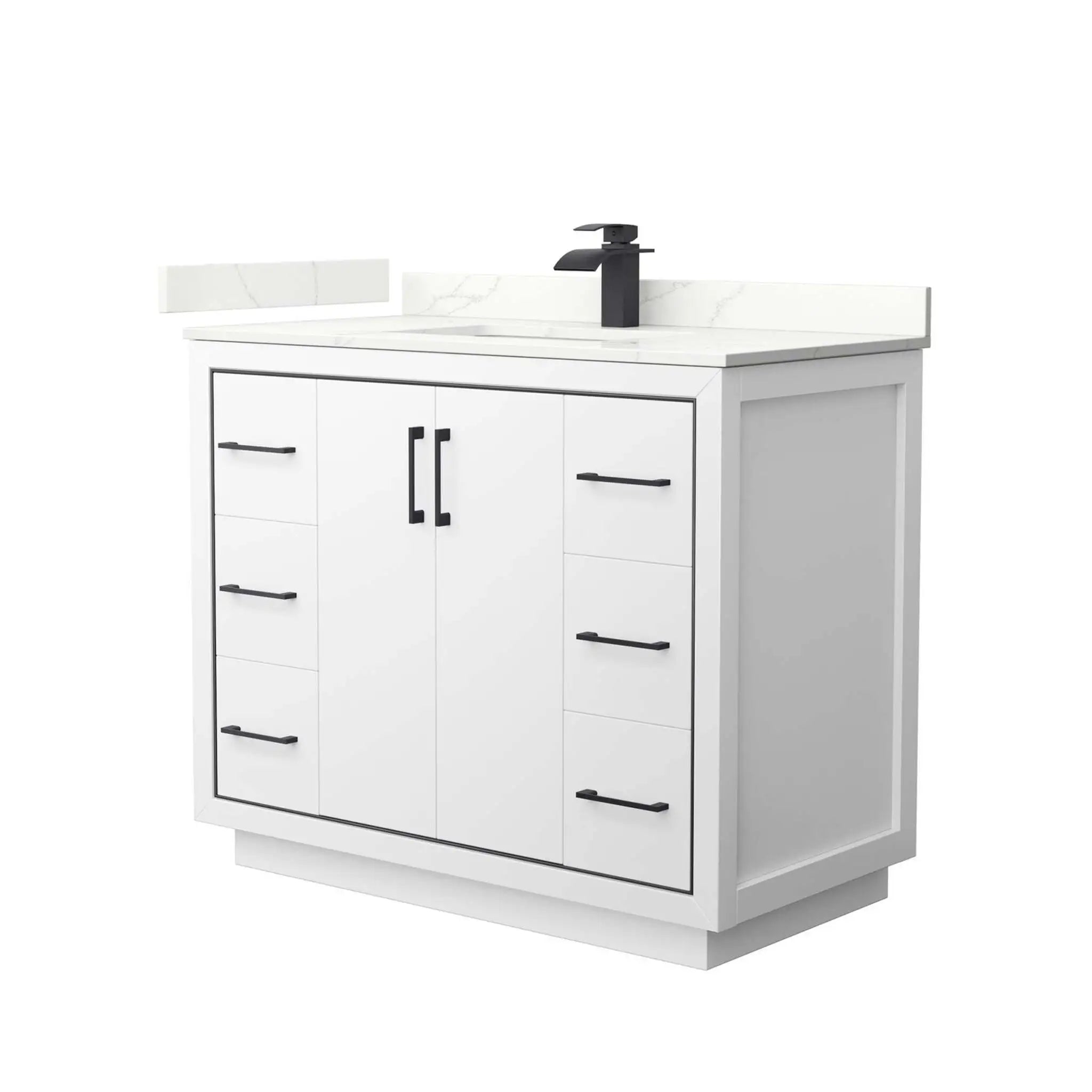 42" Icon Single Bathroom Vanity in White with Matte Black Trim by Wyndham