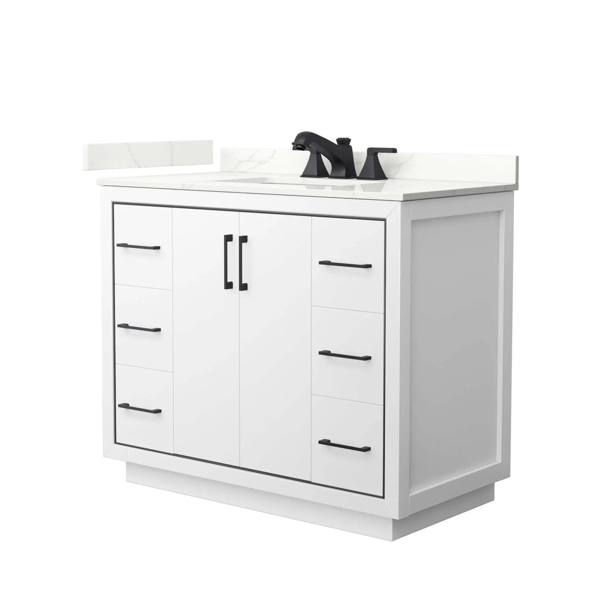42" Icon Single Bathroom Vanity in White with Matte Black Trim by Wyndham