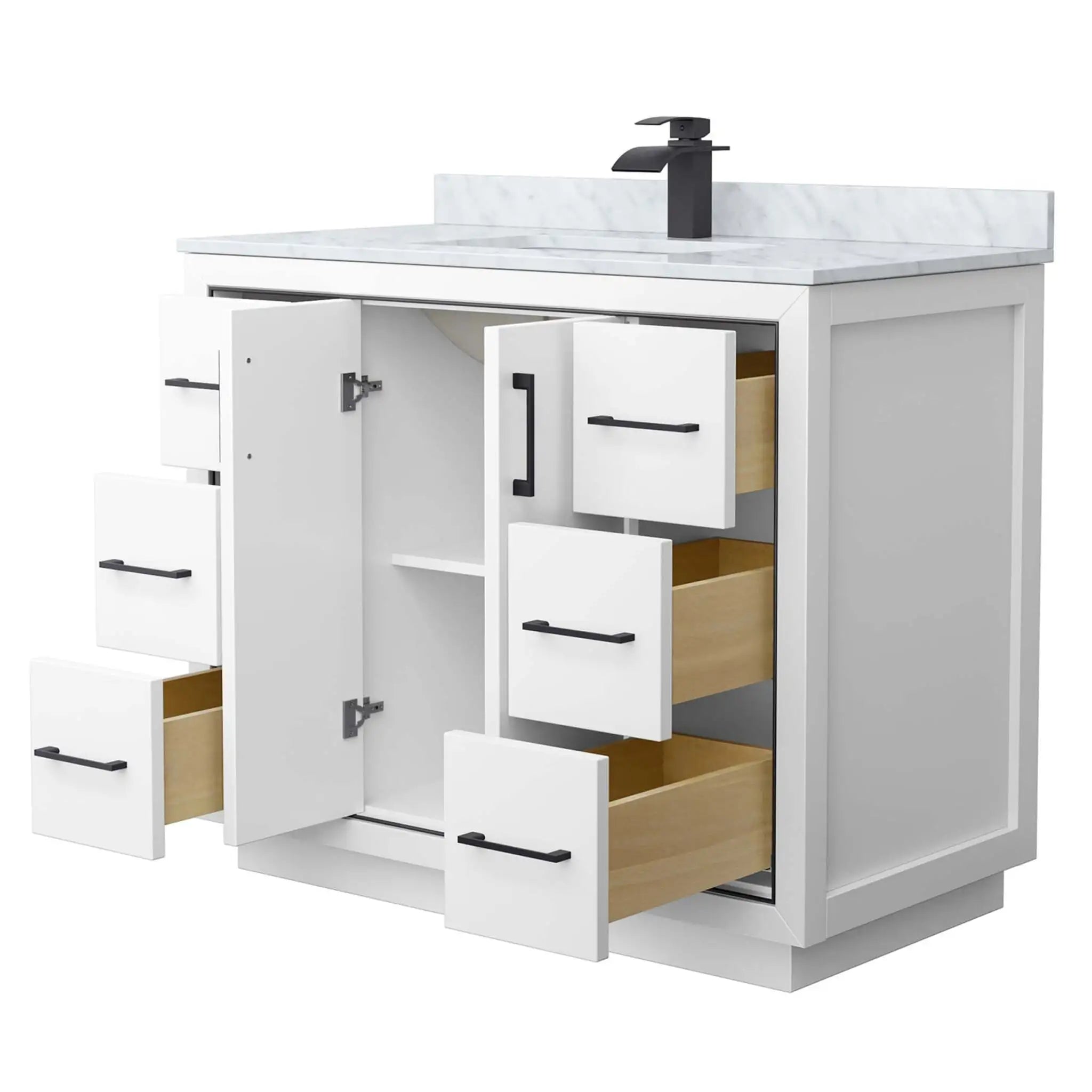 42" Icon Single Bathroom Vanity in White with Matte Black Trim by Wyndham