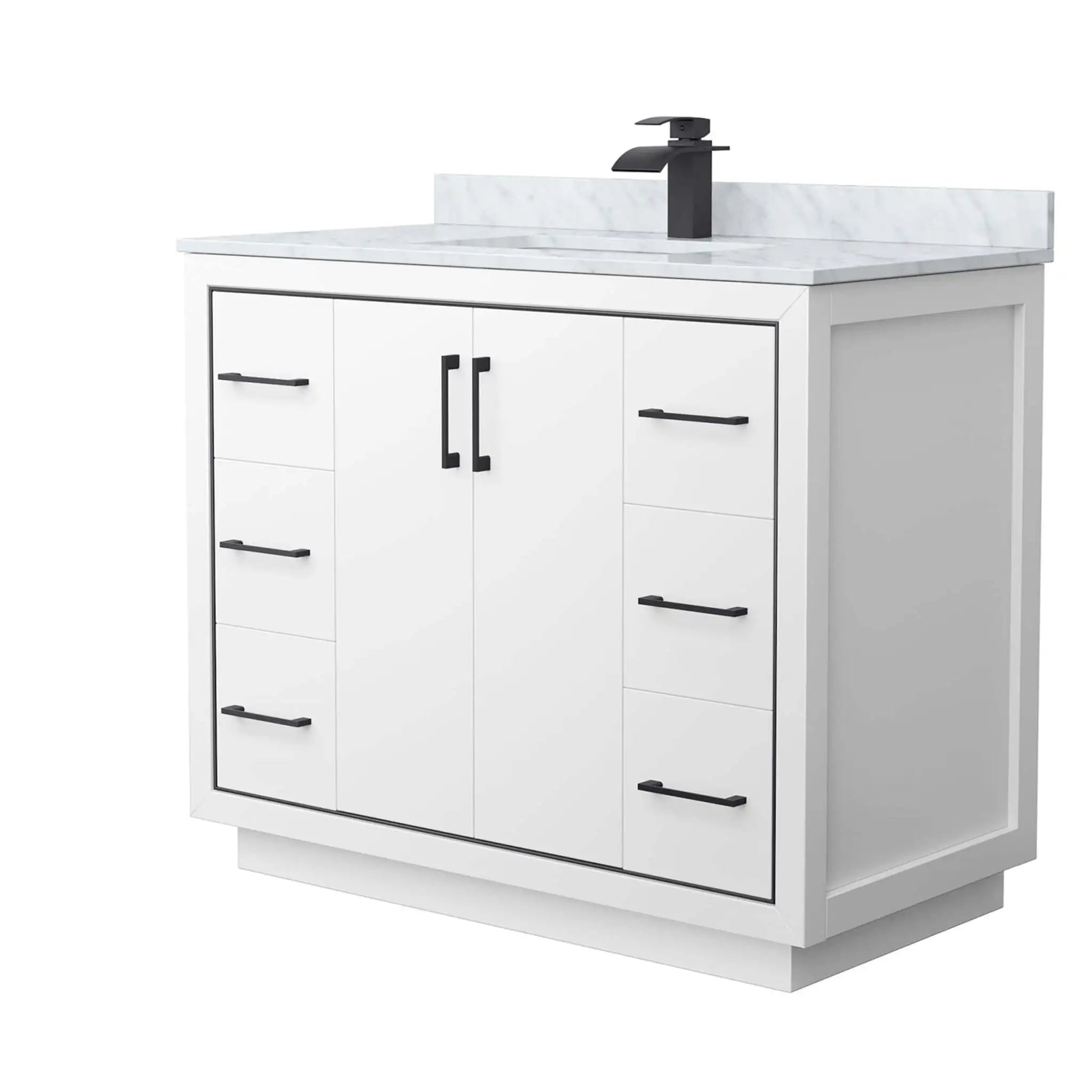 42" Icon Single Bathroom Vanity in White with Matte Black Trim by Wyndham
