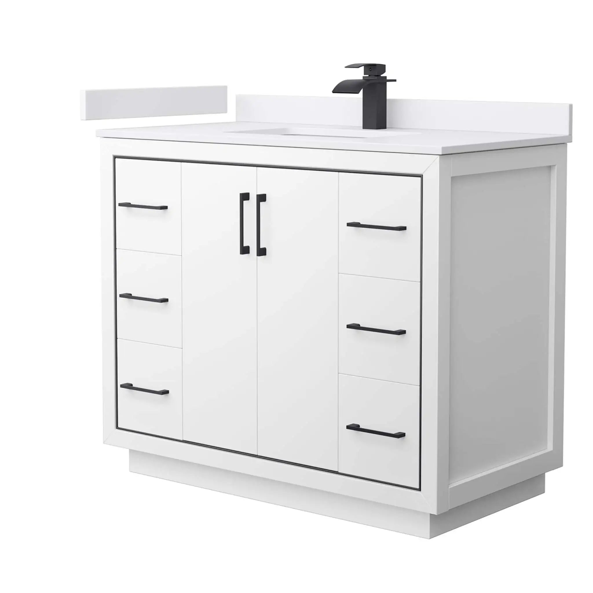 42" Icon Single Bathroom Vanity in White with Matte Black Trim by Wyndham