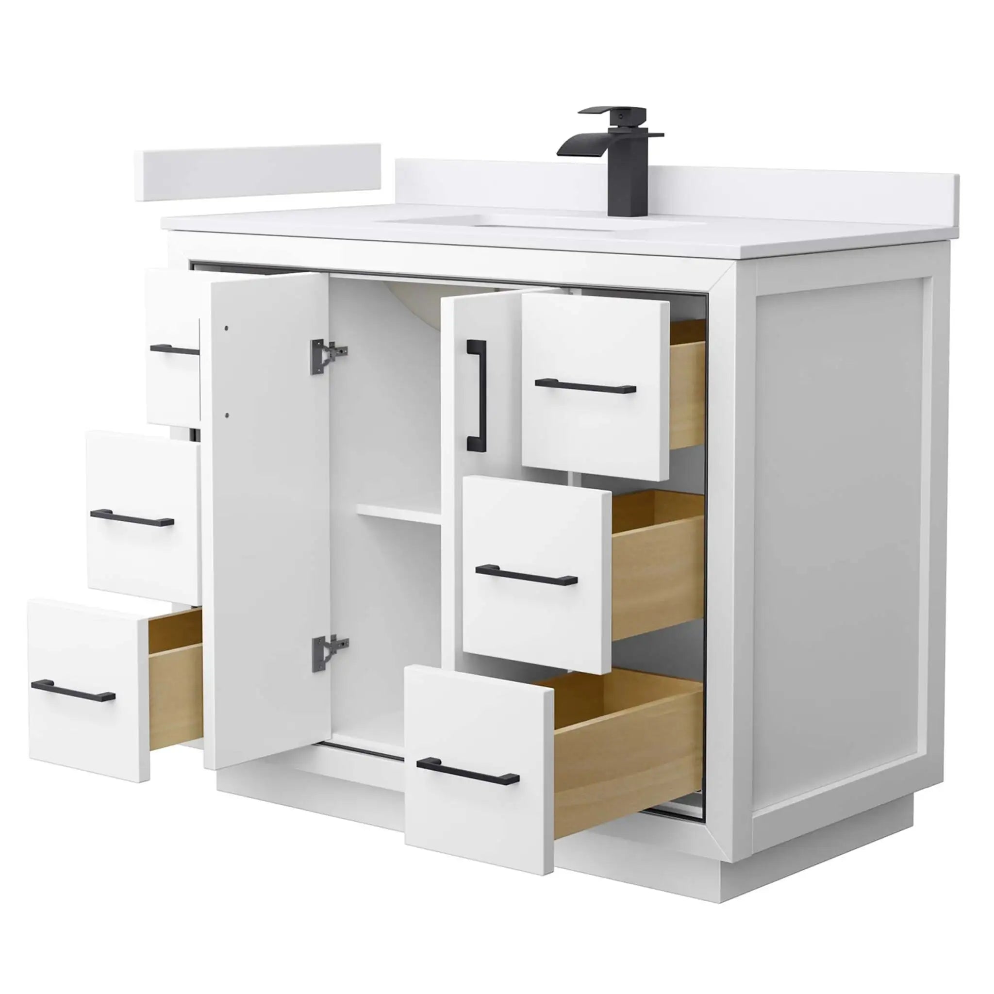 42" Icon Single Bathroom Vanity in White with Matte Black Trim by Wyndham