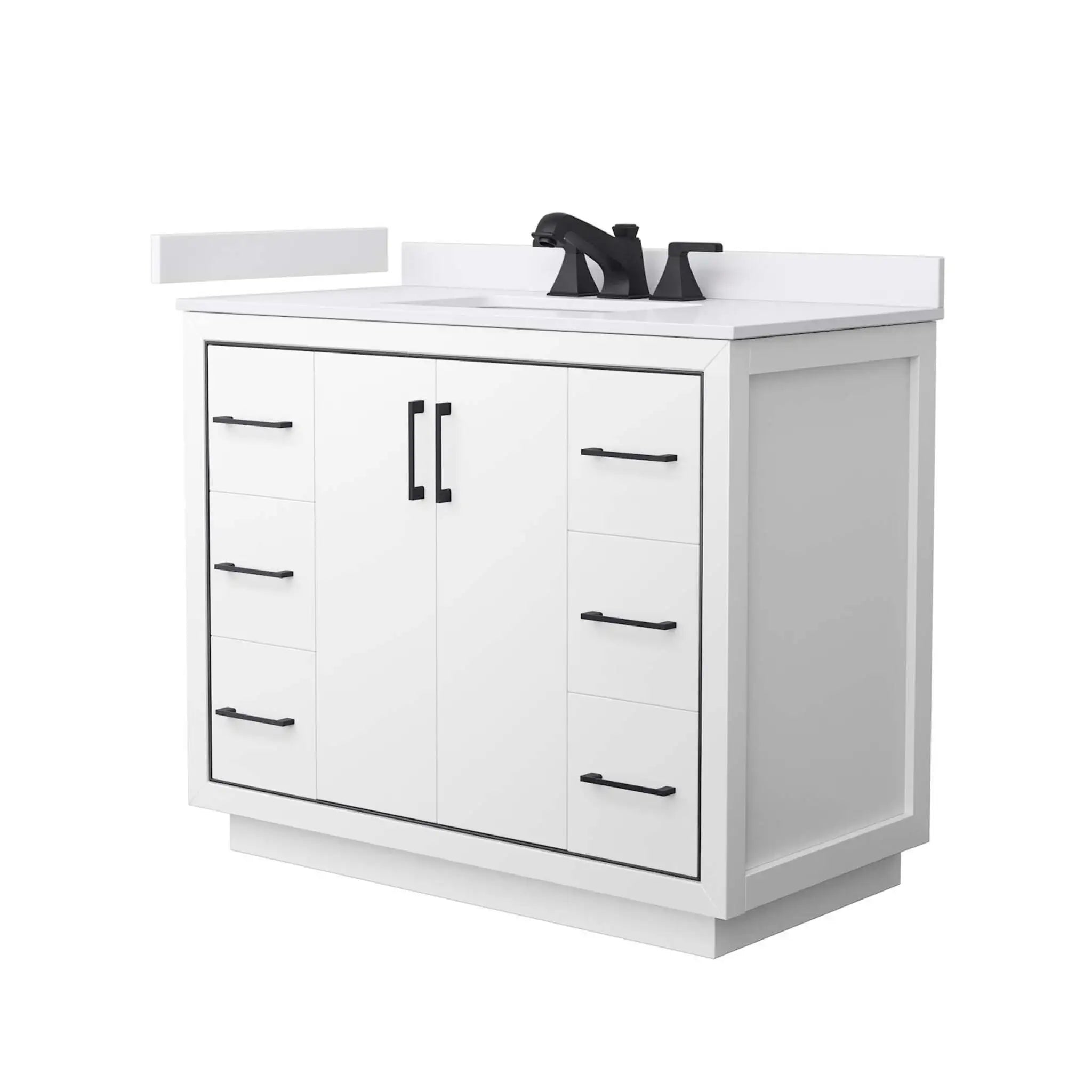 42" Icon Single Bathroom Vanity in White with Matte Black Trim by Wyndham