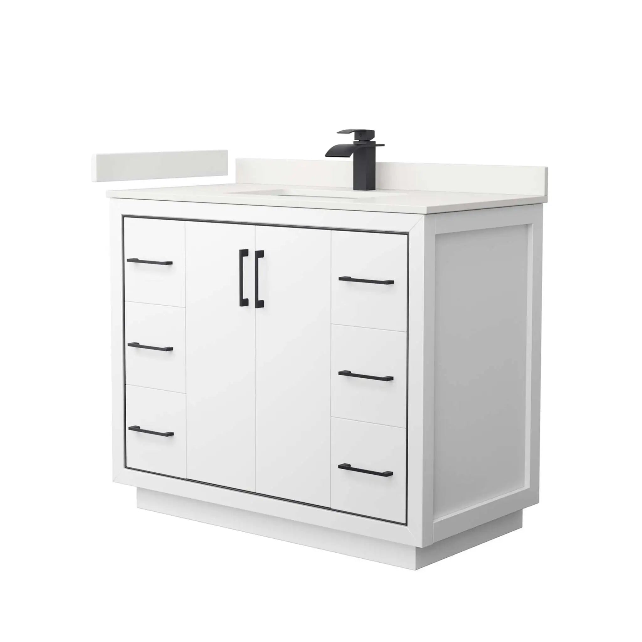 42" Icon Single Bathroom Vanity in White with Matte Black Trim by Wyndham