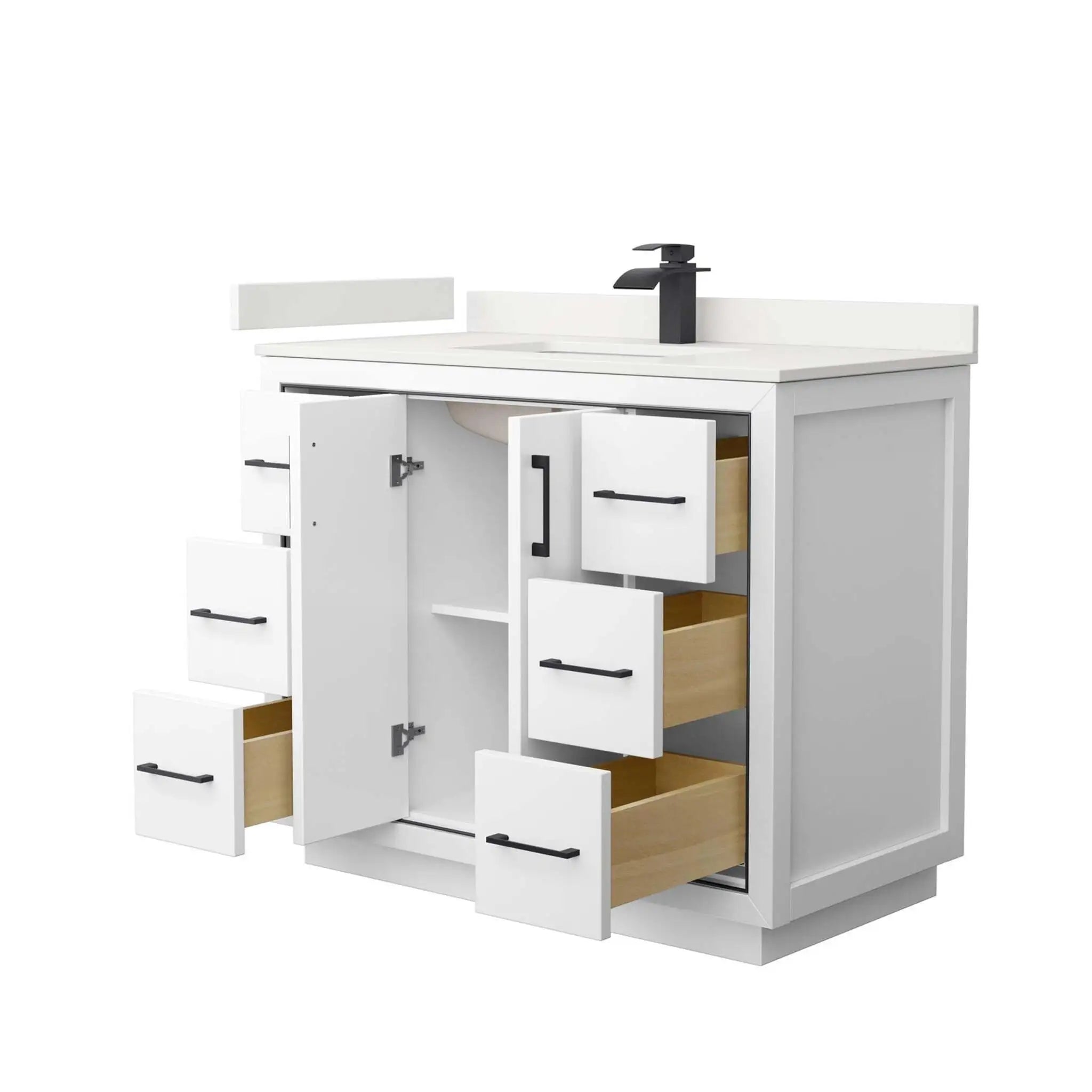 42" Icon Single Bathroom Vanity in White with Matte Black Trim by Wyndham