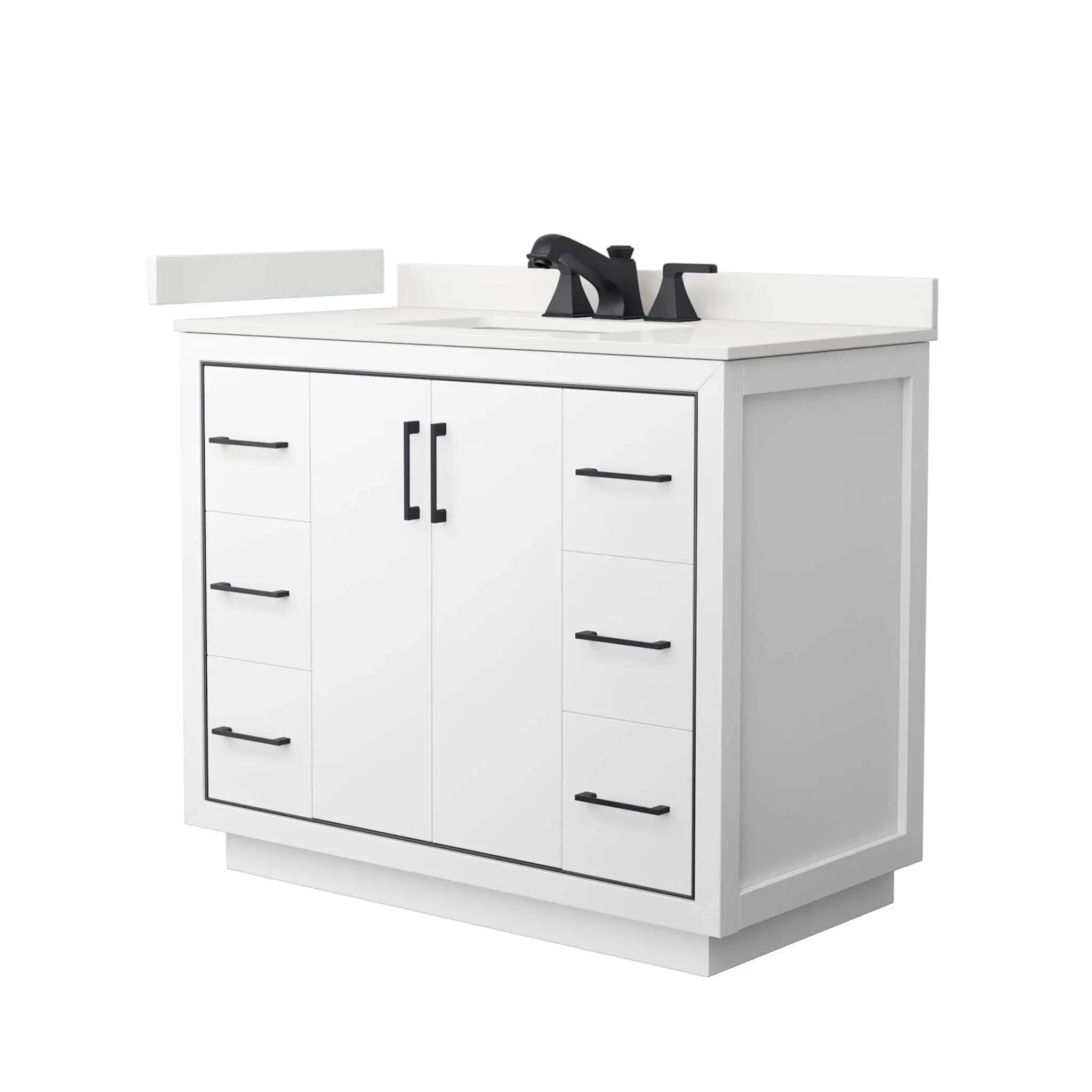 42" Icon Single Bathroom Vanity in White with Matte Black Trim by Wyndham