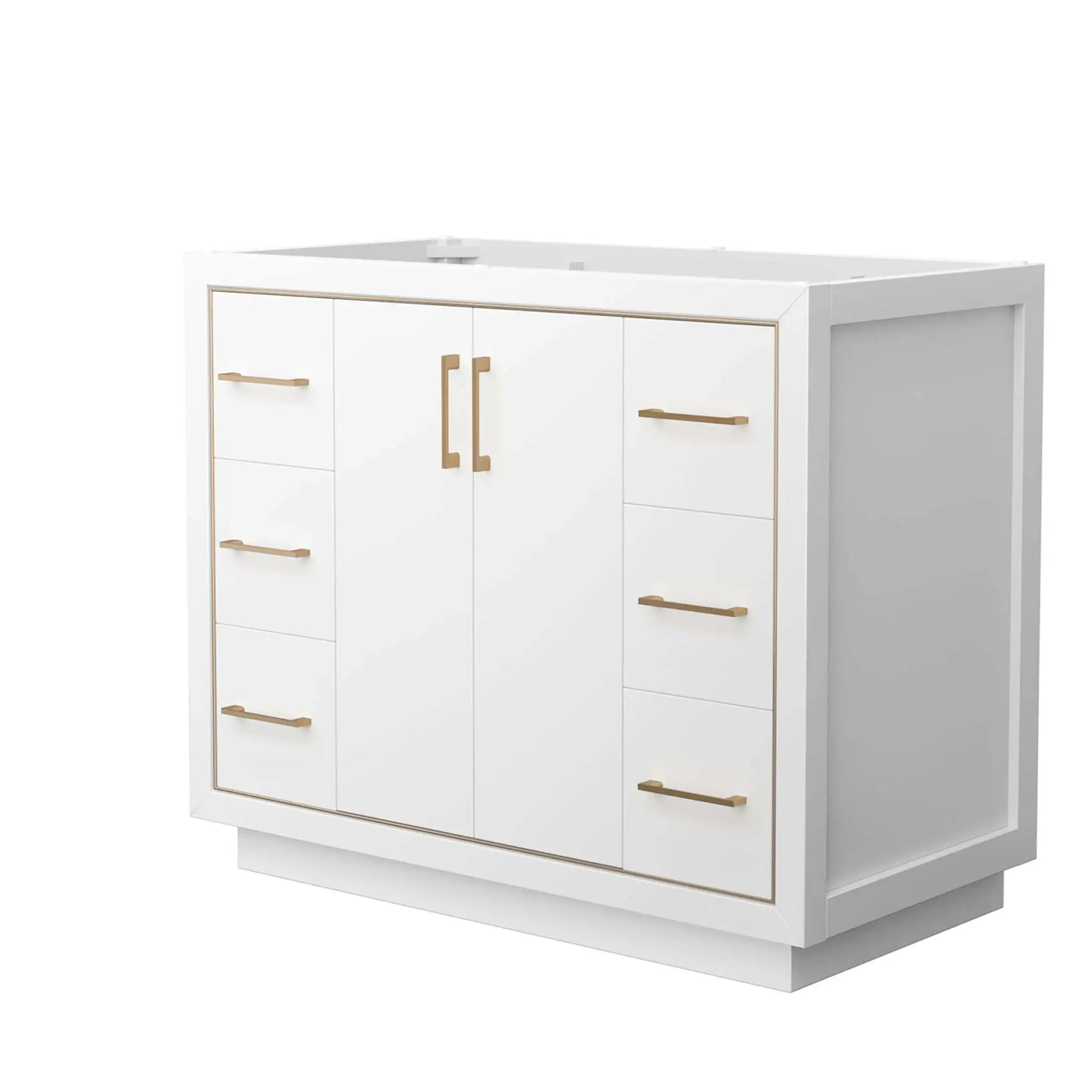 42" Icon Single Bathroom Vanity in White with Satin Bronze Trim by Wyndham