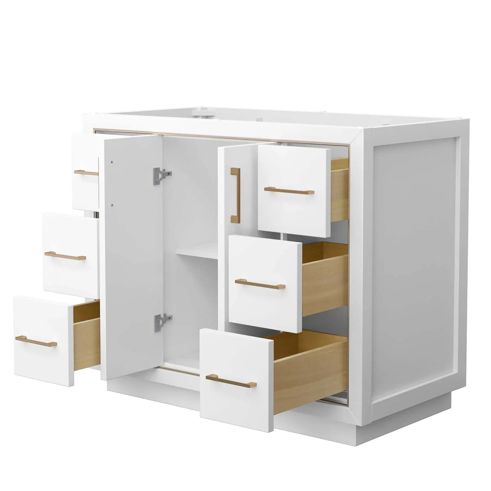 42" Icon Single Bathroom Vanity in White with Satin Bronze Trim by Wyndham