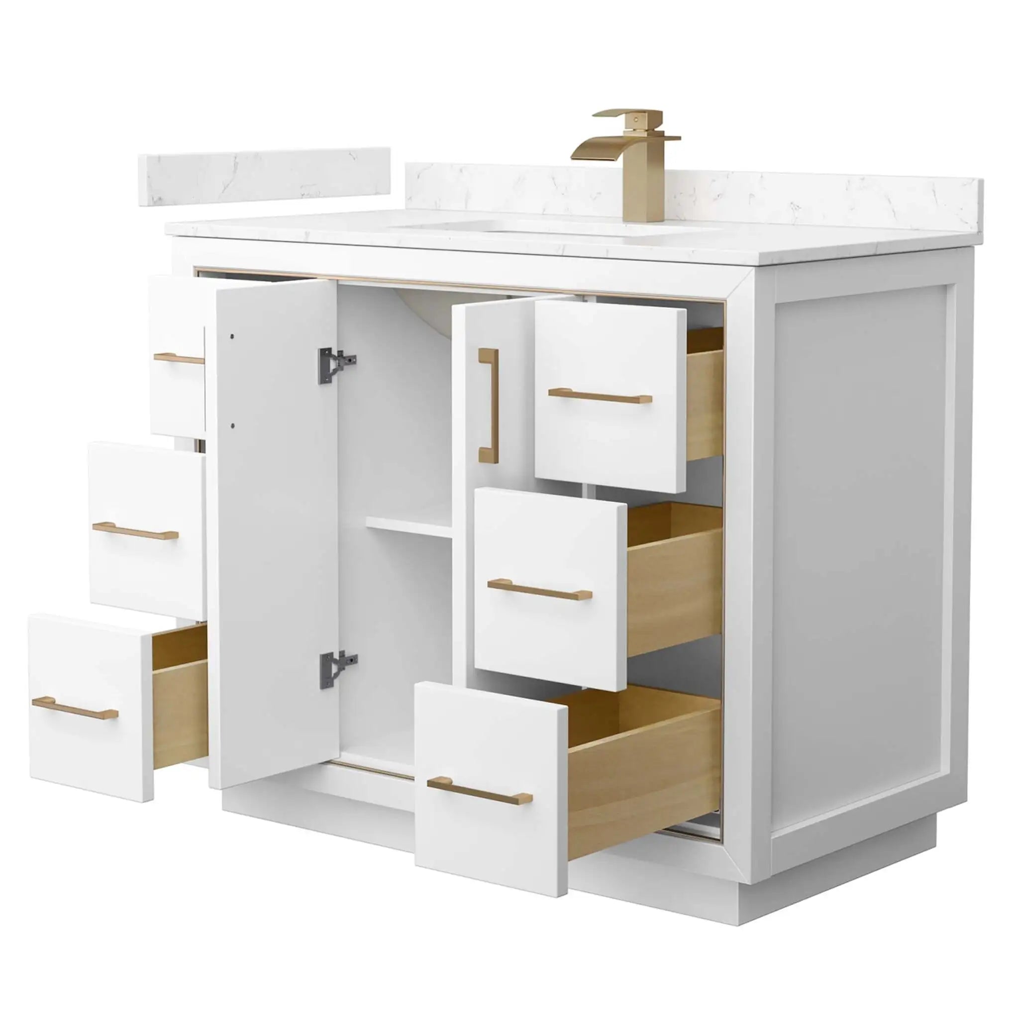 42" Icon Single Bathroom Vanity in White with Satin Bronze Trim by Wyndham