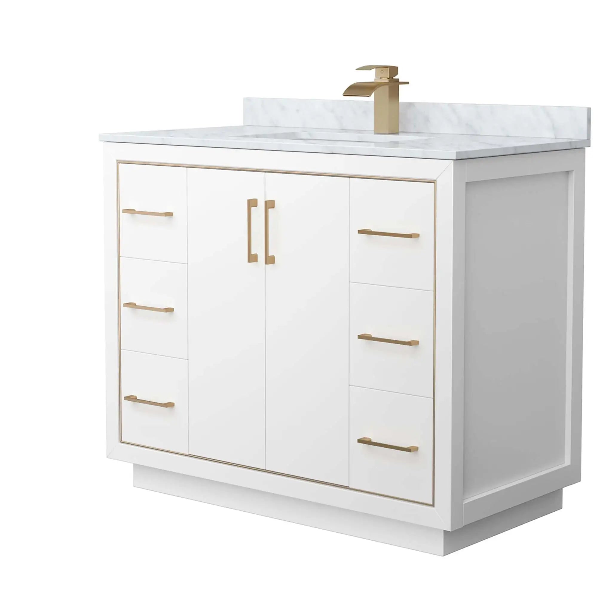 42" Icon Single Bathroom Vanity in White with Satin Bronze Trim by Wyndham
