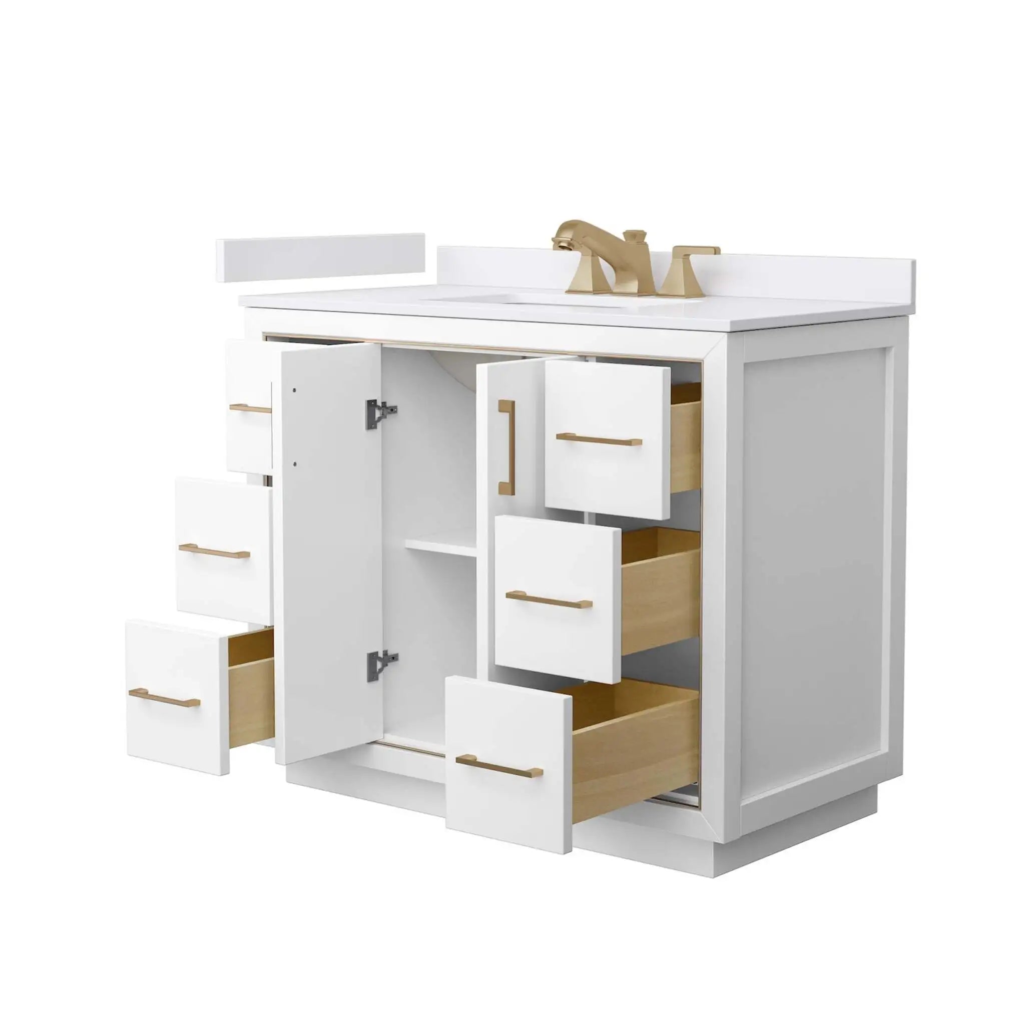 42" Icon Single Bathroom Vanity in White with Satin Bronze Trim by Wyndham