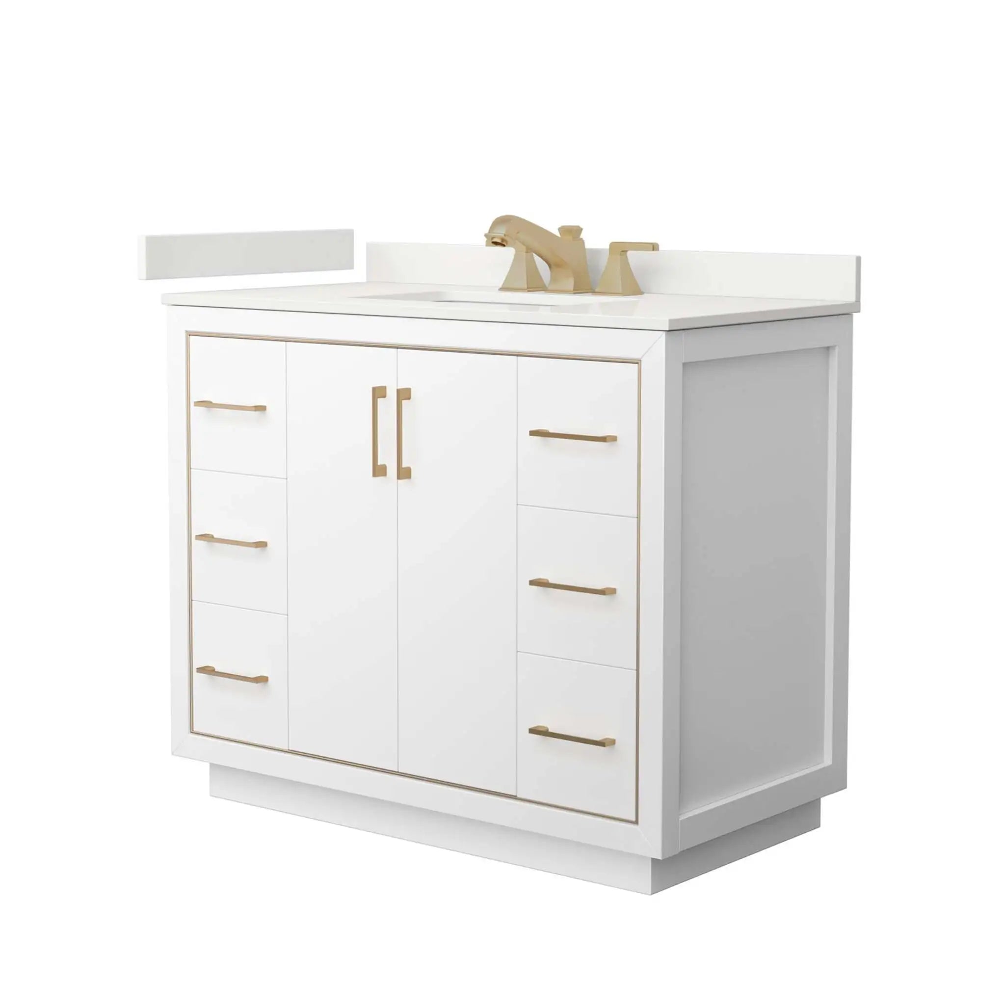 42" Icon Single Bathroom Vanity in White with Satin Bronze Trim by Wyndham