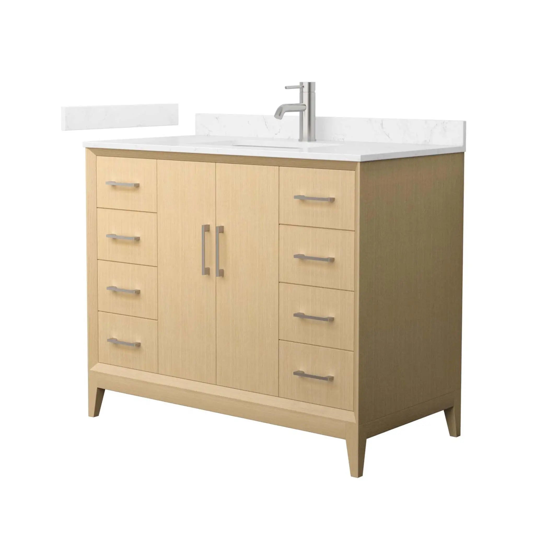 42" Janna Single Bathroom Vanity in White Oak with Brushed Nickel Trim by Wyndham