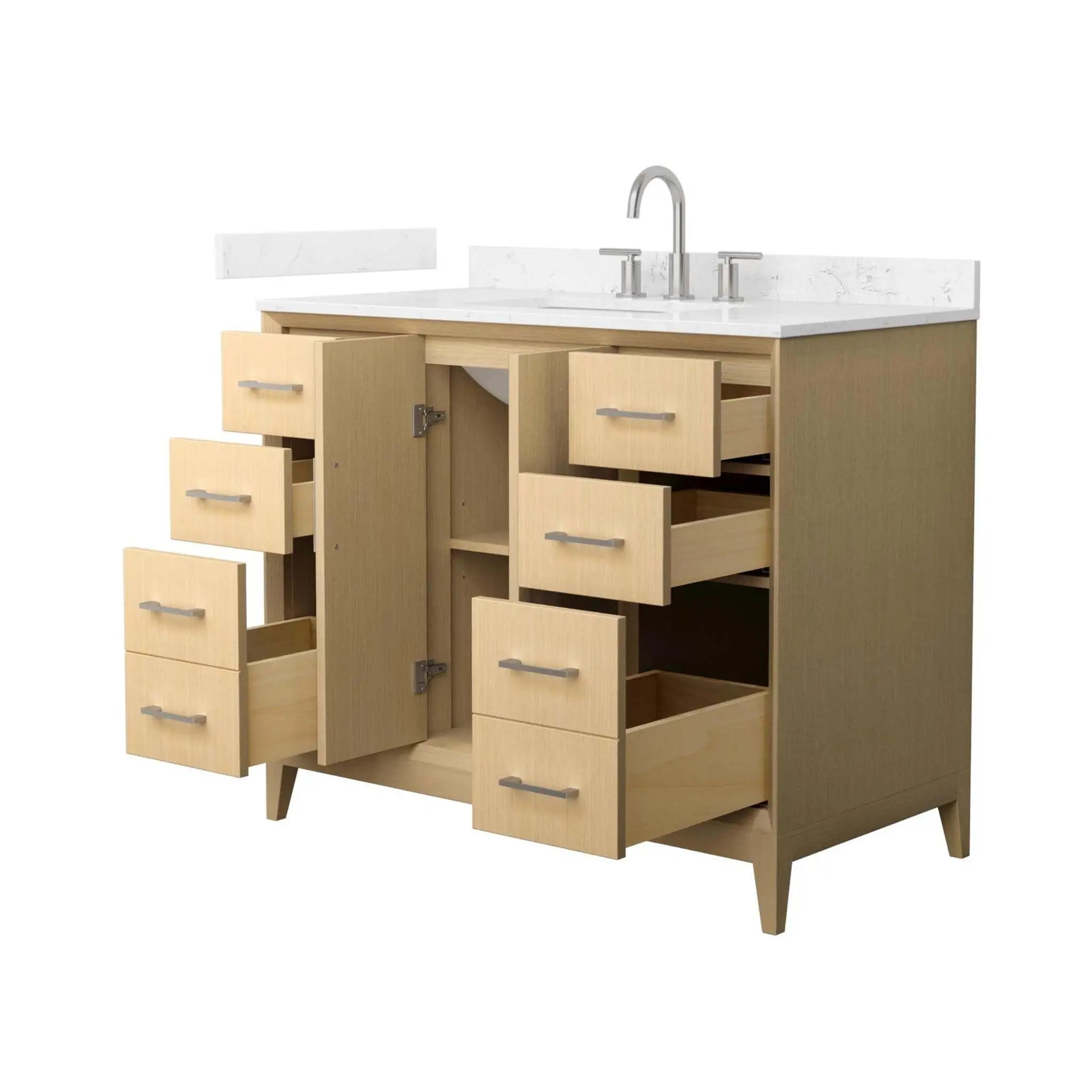 42" Janna Single Bathroom Vanity in White Oak with Brushed Nickel Trim by Wyndham