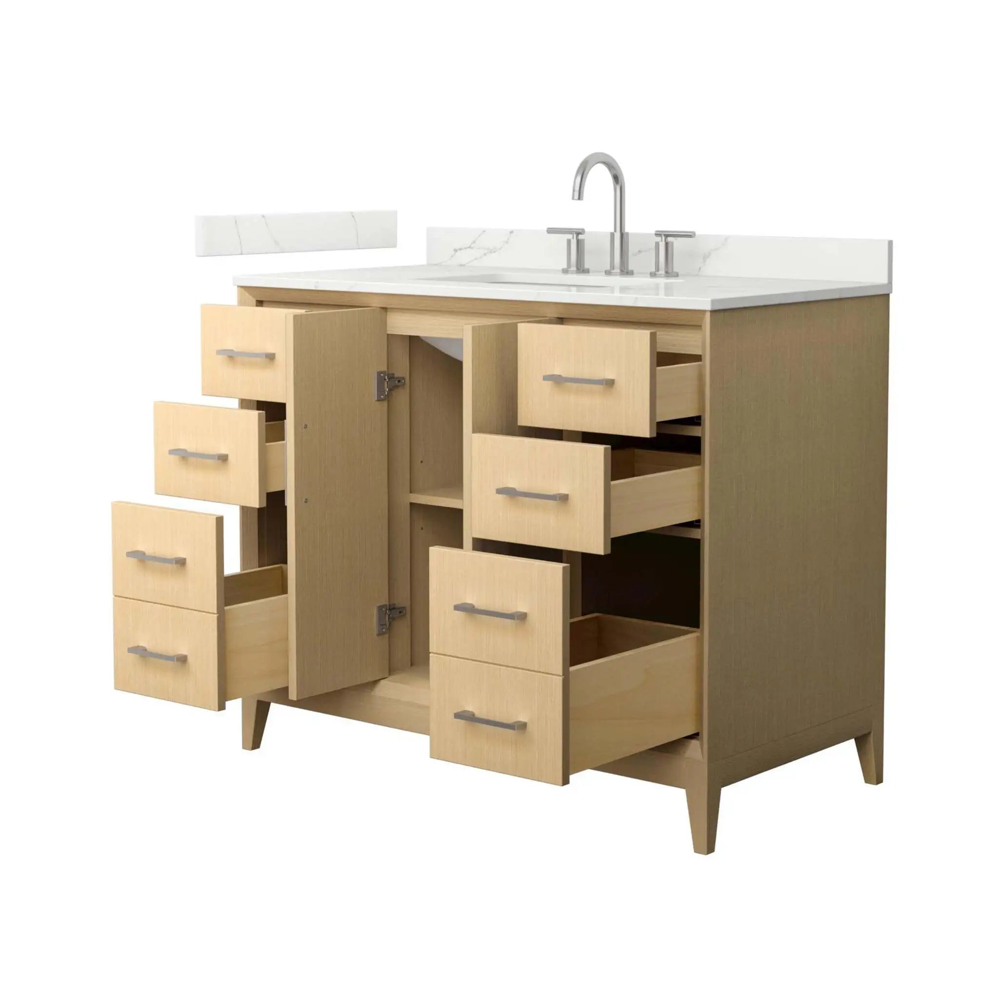 42" Janna Single Bathroom Vanity in White Oak with Brushed Nickel Trim by Wyndham