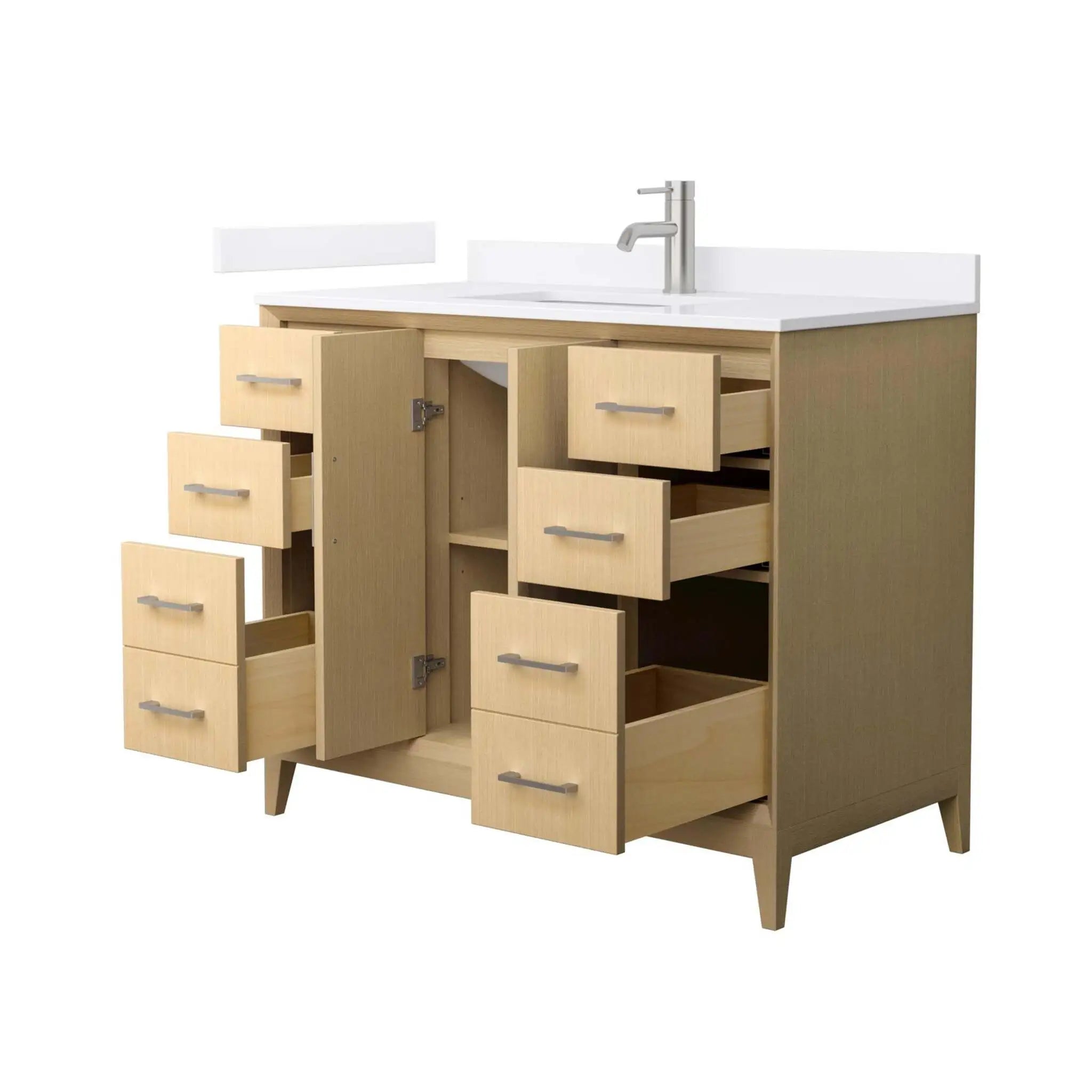 42" Janna Single Bathroom Vanity in White Oak with Brushed Nickel Trim by Wyndham