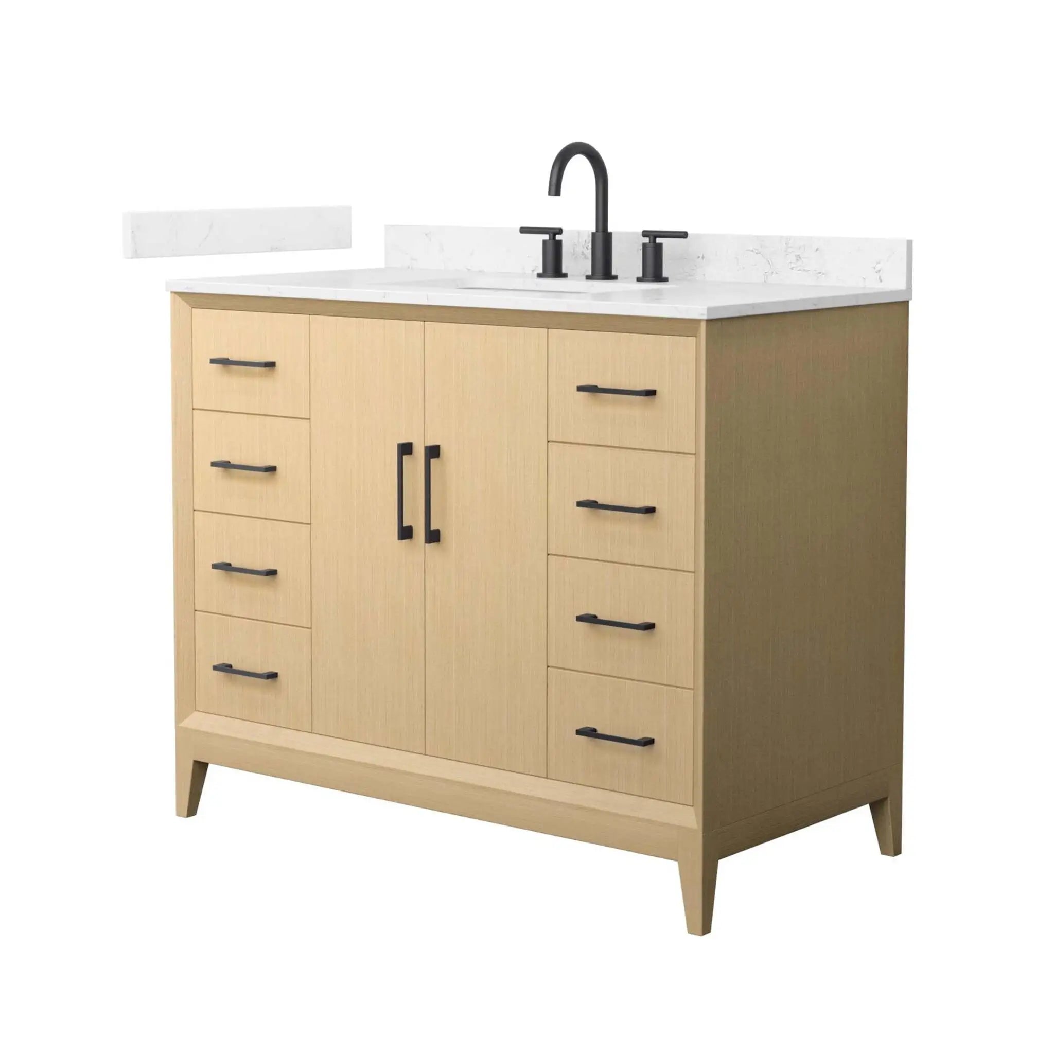 42" Janna Single Bathroom Vanity in White Oak with Matte Black Trim by Wyndham