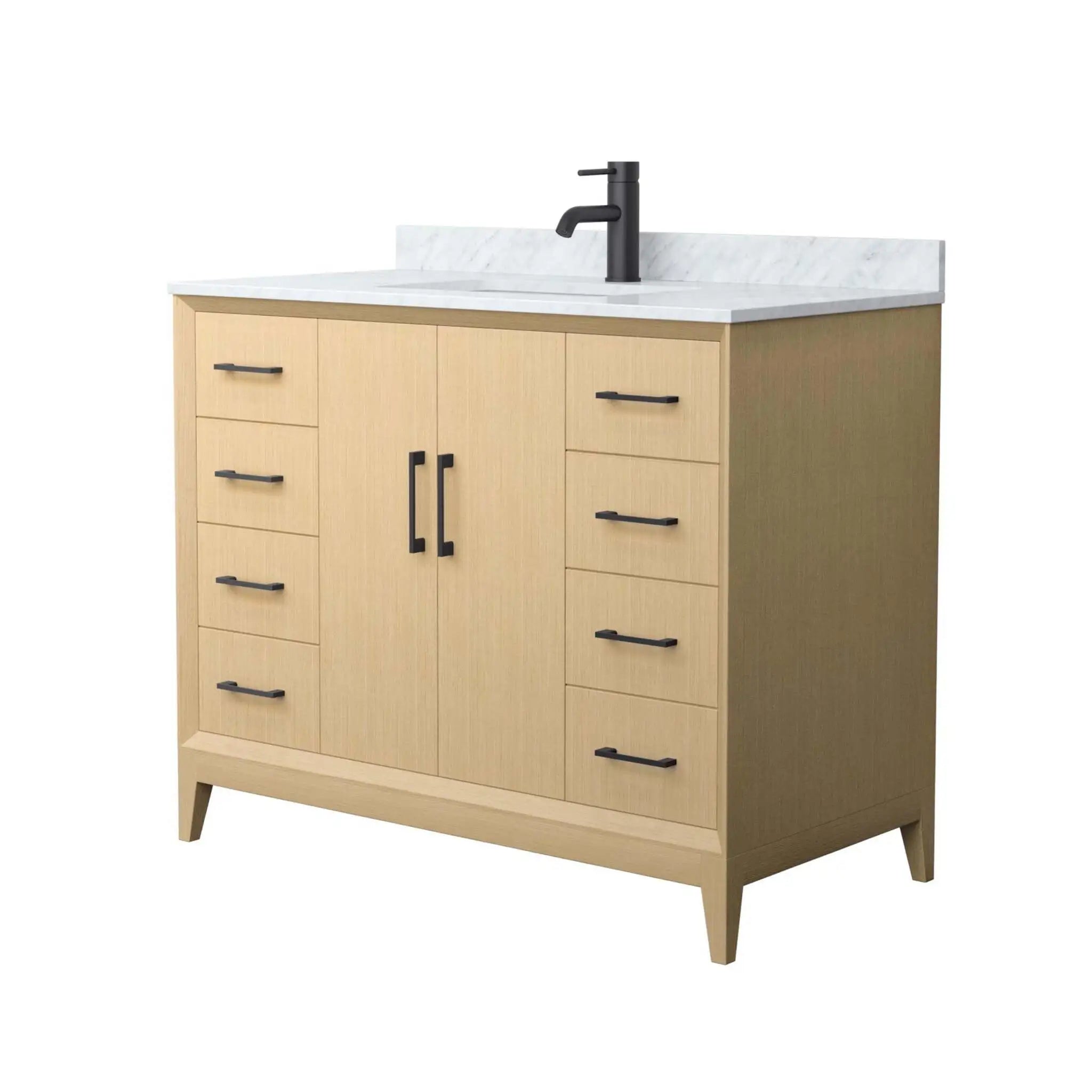 42" Janna Single Bathroom Vanity in White Oak with Matte Black Trim by Wyndham
