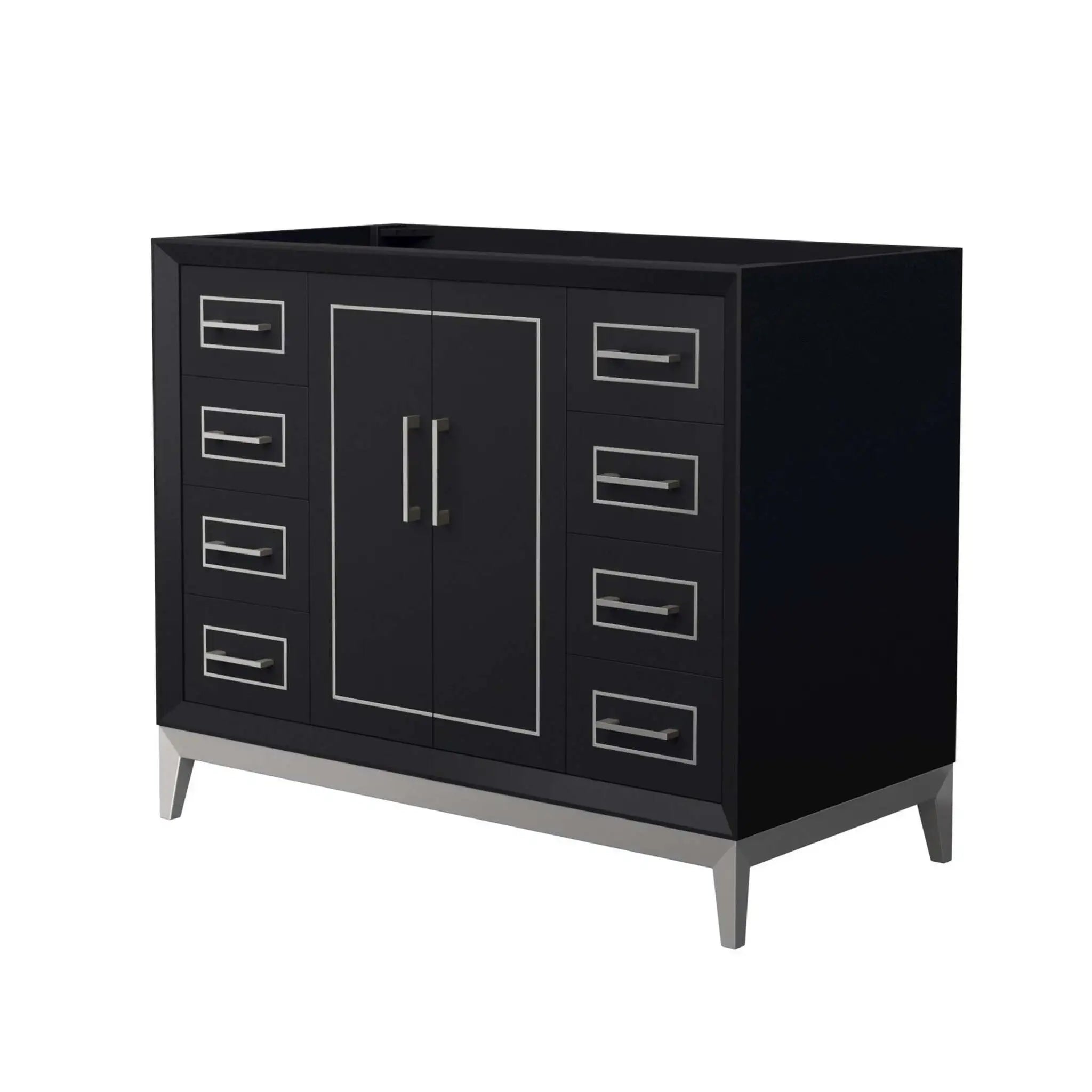 42" Marlena Single Bathroom Vanity in Black with Brushed Nickel Trim by Wyndham