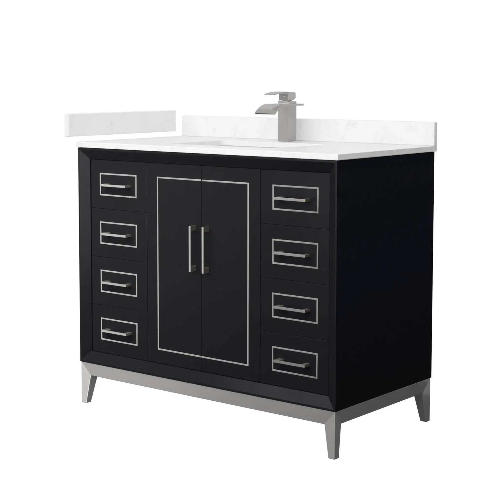 42" Marlena Single Bathroom Vanity in Black with Brushed Nickel Trim by Wyndham