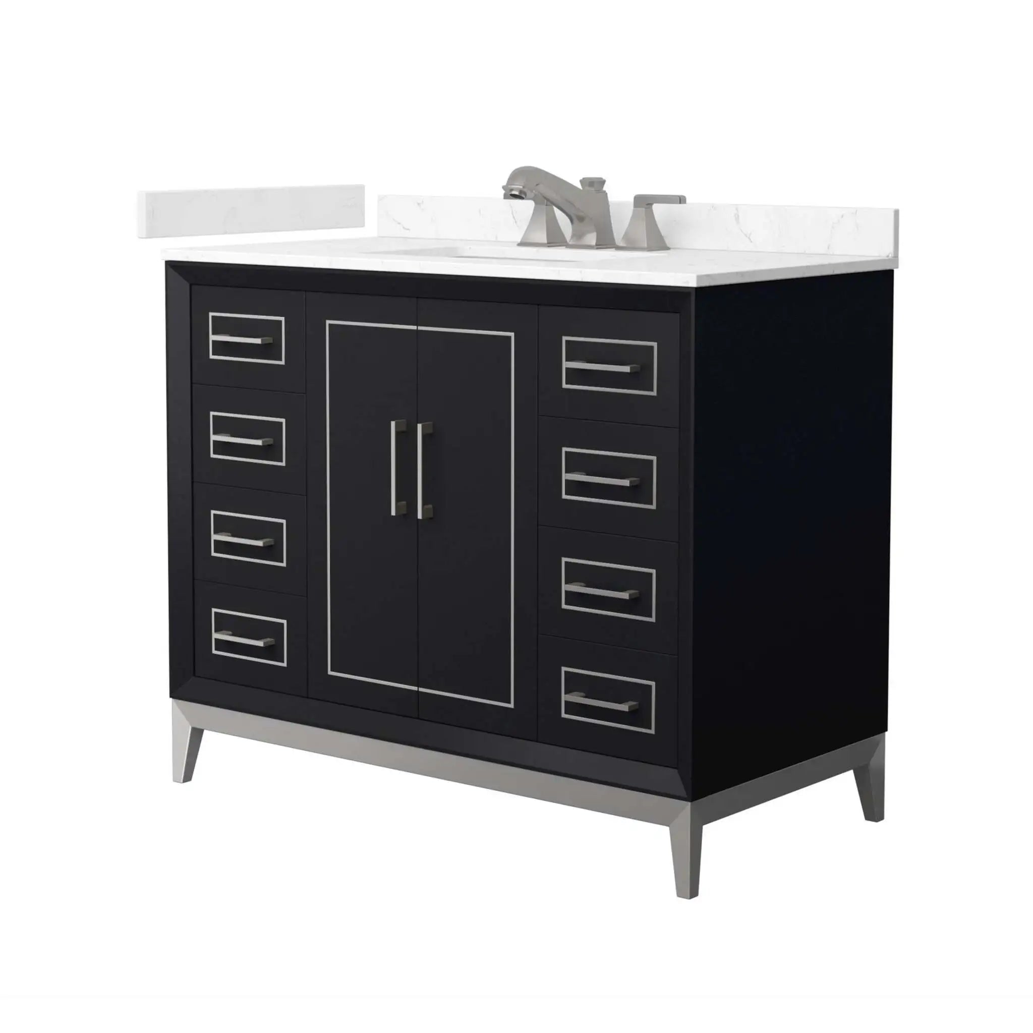 42" Marlena Single Bathroom Vanity in Black with Brushed Nickel Trim by Wyndham