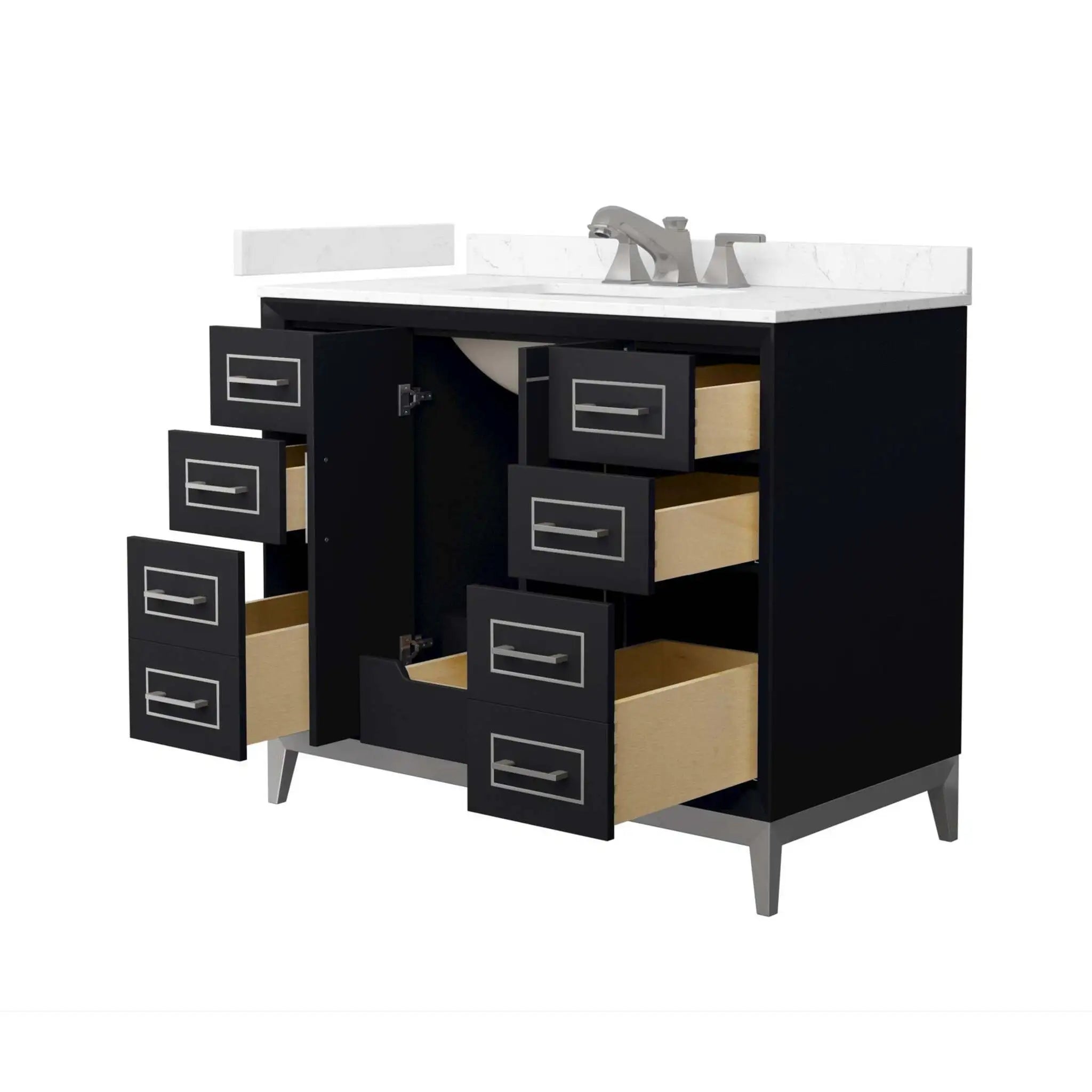 42" Marlena Single Bathroom Vanity in Black with Brushed Nickel Trim by Wyndham