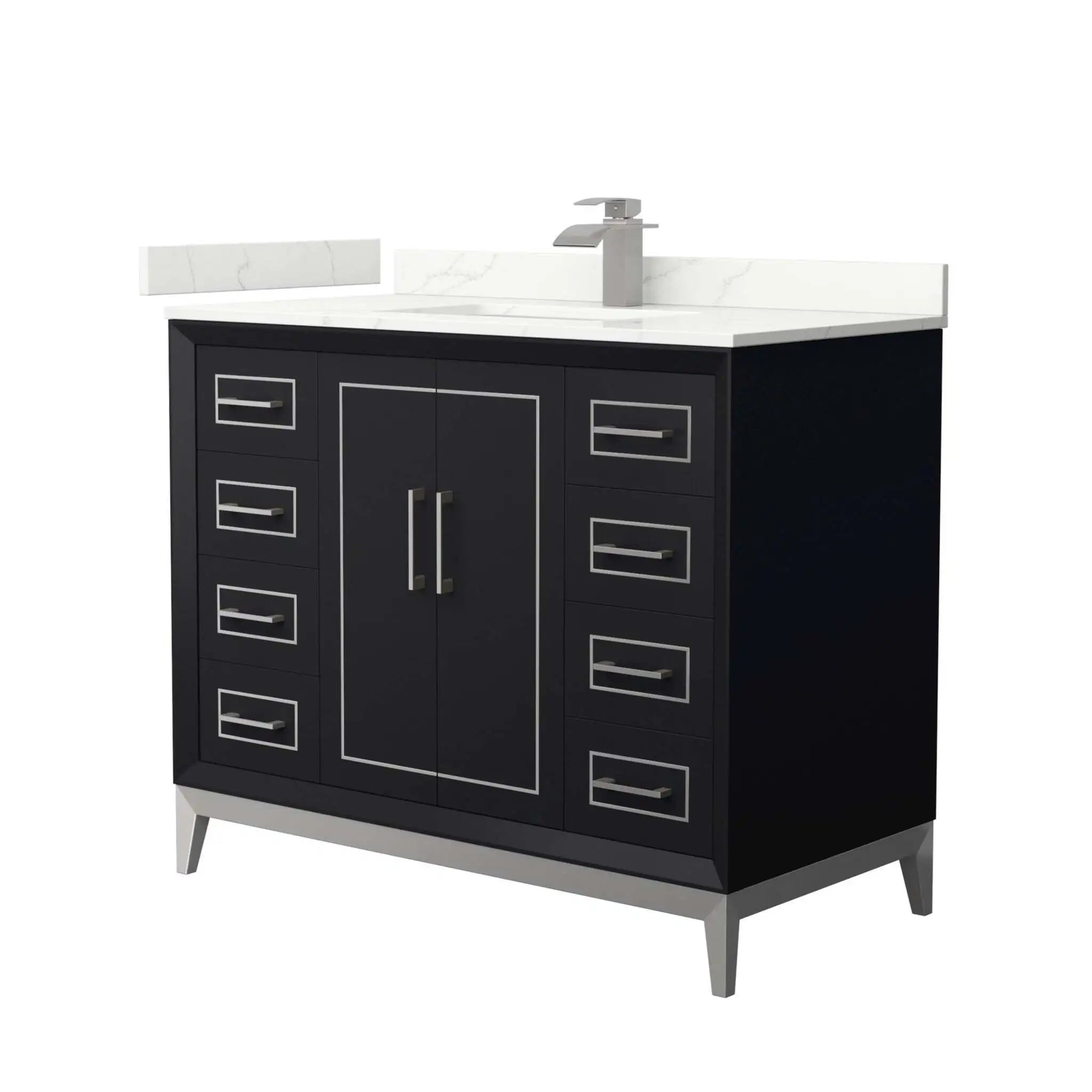42" Marlena Single Bathroom Vanity in Black with Brushed Nickel Trim by Wyndham