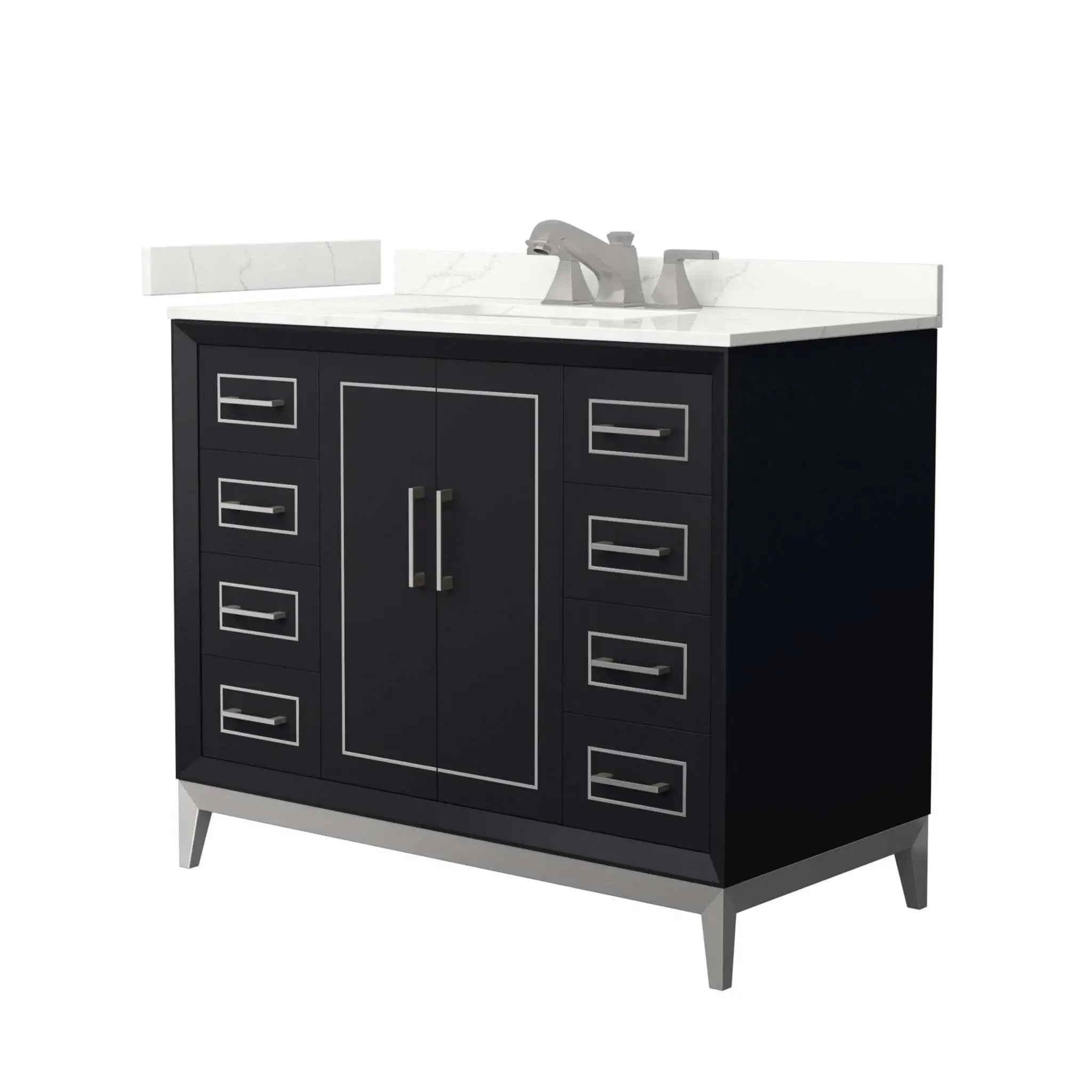 42" Marlena Single Bathroom Vanity in Black with Brushed Nickel Trim by Wyndham