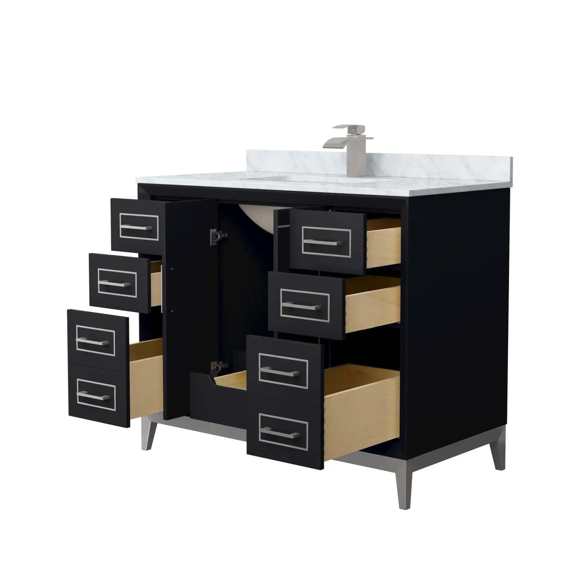 42" Marlena Single Bathroom Vanity in Black with Brushed Nickel Trim by Wyndham