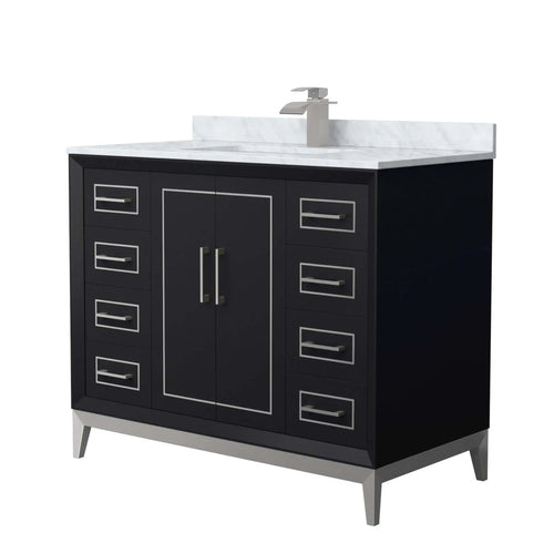 42" Marlena Single Bathroom Vanity in Black with Brushed Nickel Trim by Wyndham