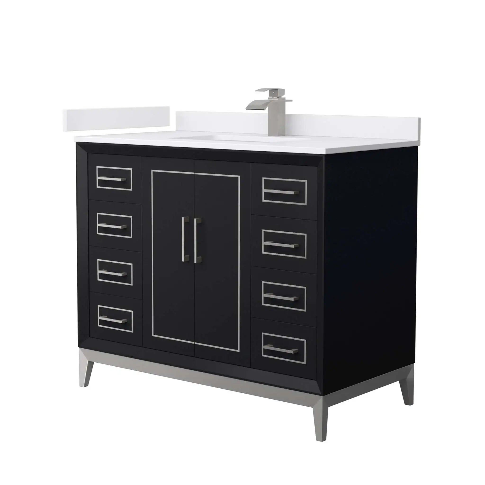 42" Marlena Single Bathroom Vanity in Black with Brushed Nickel Trim by Wyndham