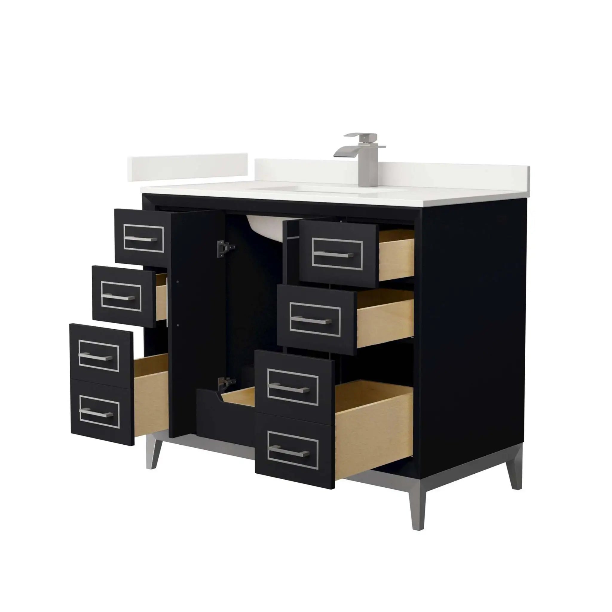 42" Marlena Single Bathroom Vanity in Black with Brushed Nickel Trim by Wyndham