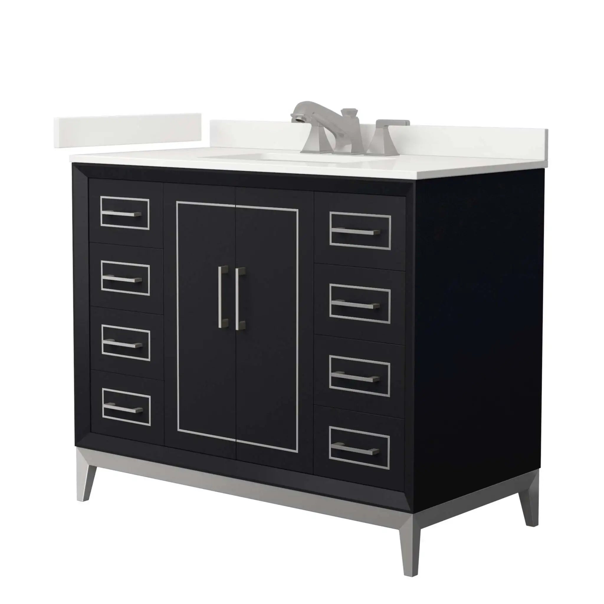 42" Marlena Single Bathroom Vanity in Black with Brushed Nickel Trim by Wyndham
