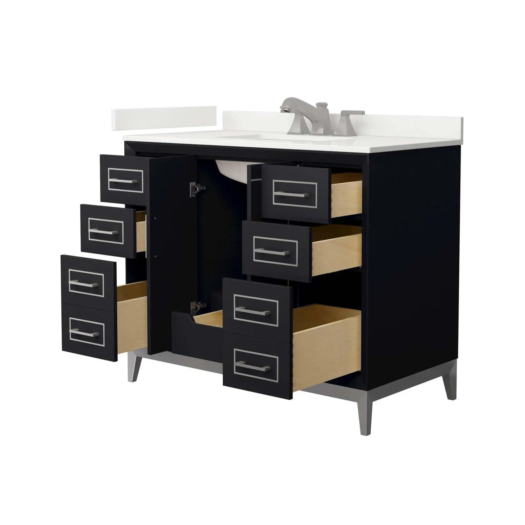 42" Marlena Single Bathroom Vanity in Black with Brushed Nickel Trim by Wyndham