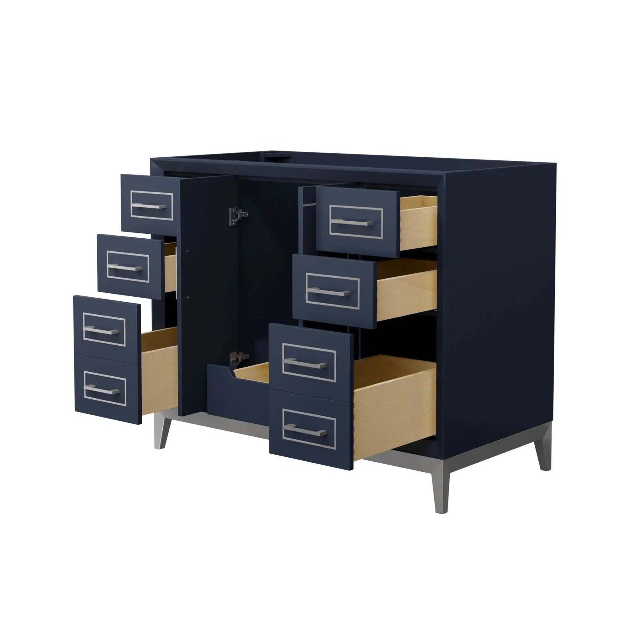 42" Marlena Single Bathroom Vanity in Dark Blue with Brushed Nickel Trim by Wyndham
