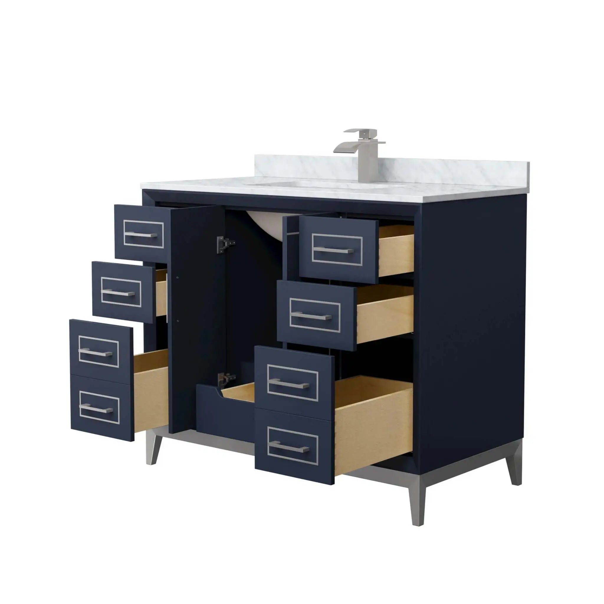 42" Marlena Single Bathroom Vanity in Dark Blue with Brushed Nickel Trim by Wyndham
