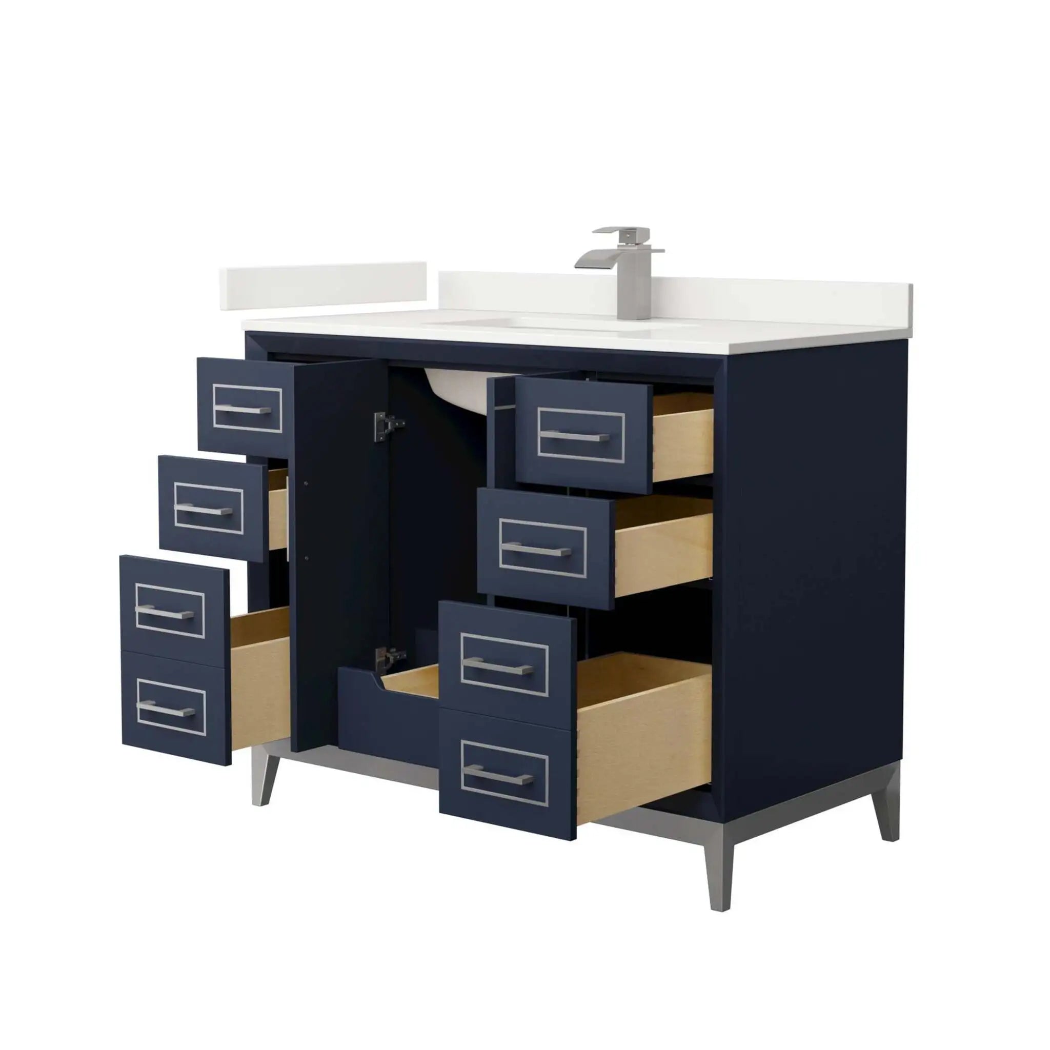 42" Marlena Single Bathroom Vanity in Dark Blue with Brushed Nickel Trim by Wyndham