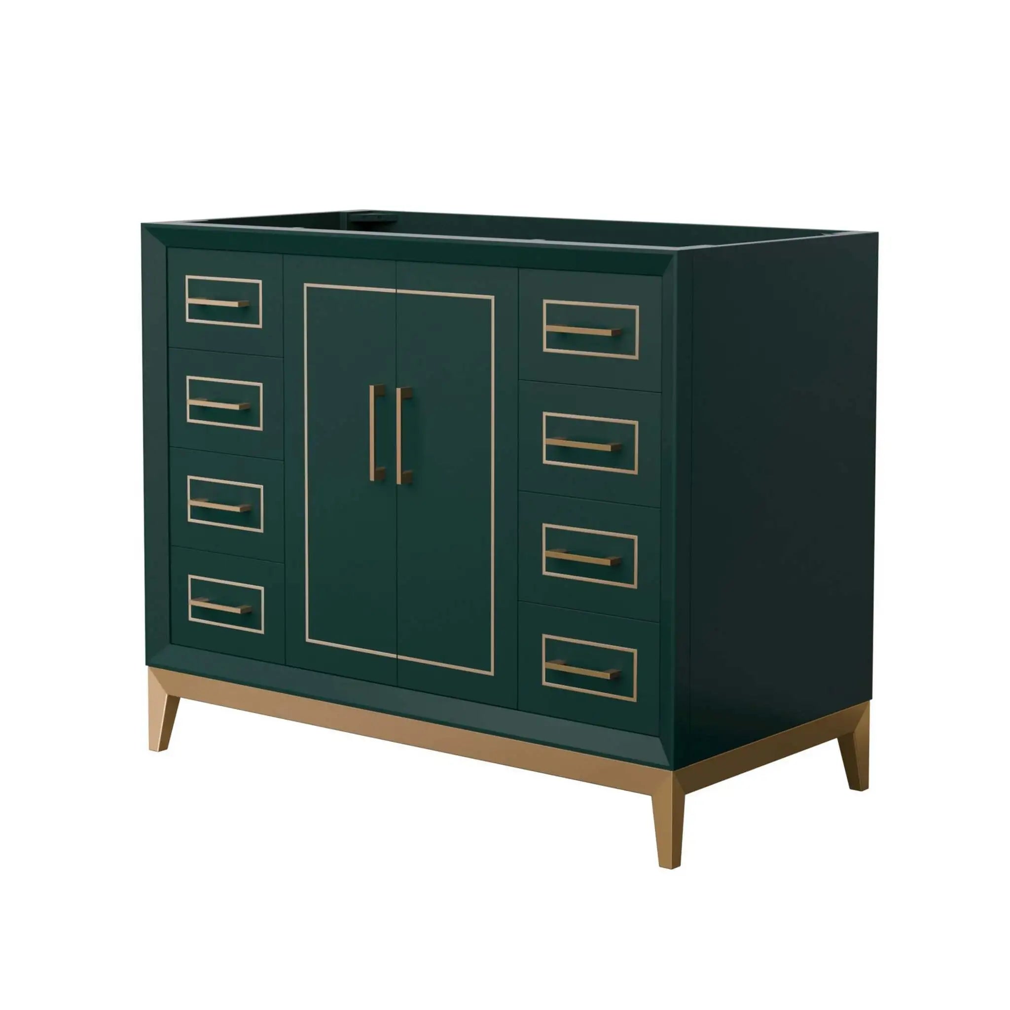 42" Marlena Single Bathroom Vanity in Green with Satin Bronze Trim by Wyndham