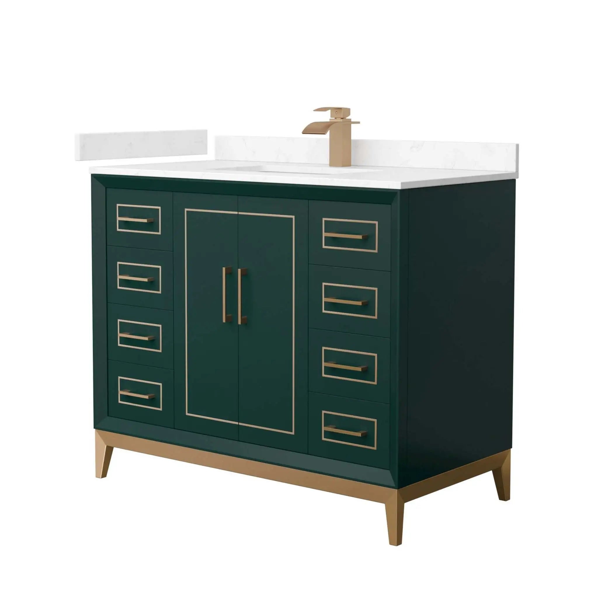 42" Marlena Single Bathroom Vanity in Green with Satin Bronze Trim by Wyndham