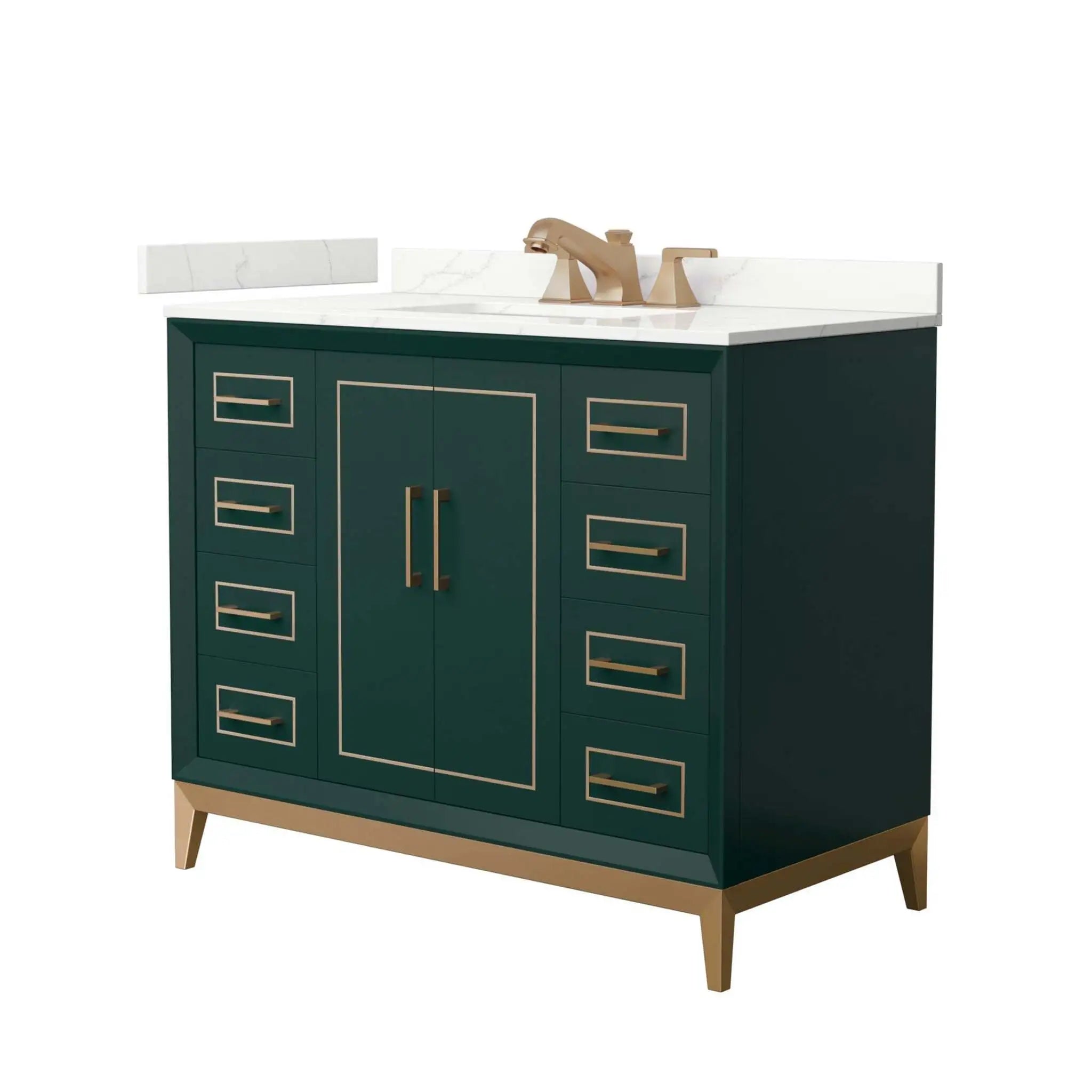 42" Marlena Single Bathroom Vanity in Green with Satin Bronze Trim by Wyndham
