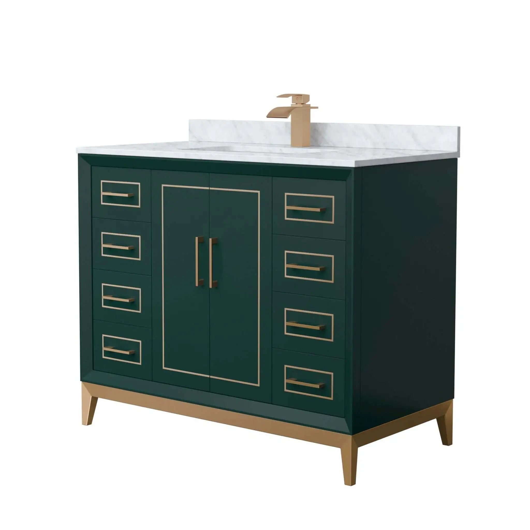 42" Marlena Single Bathroom Vanity in Green with Satin Bronze Trim by Wyndham